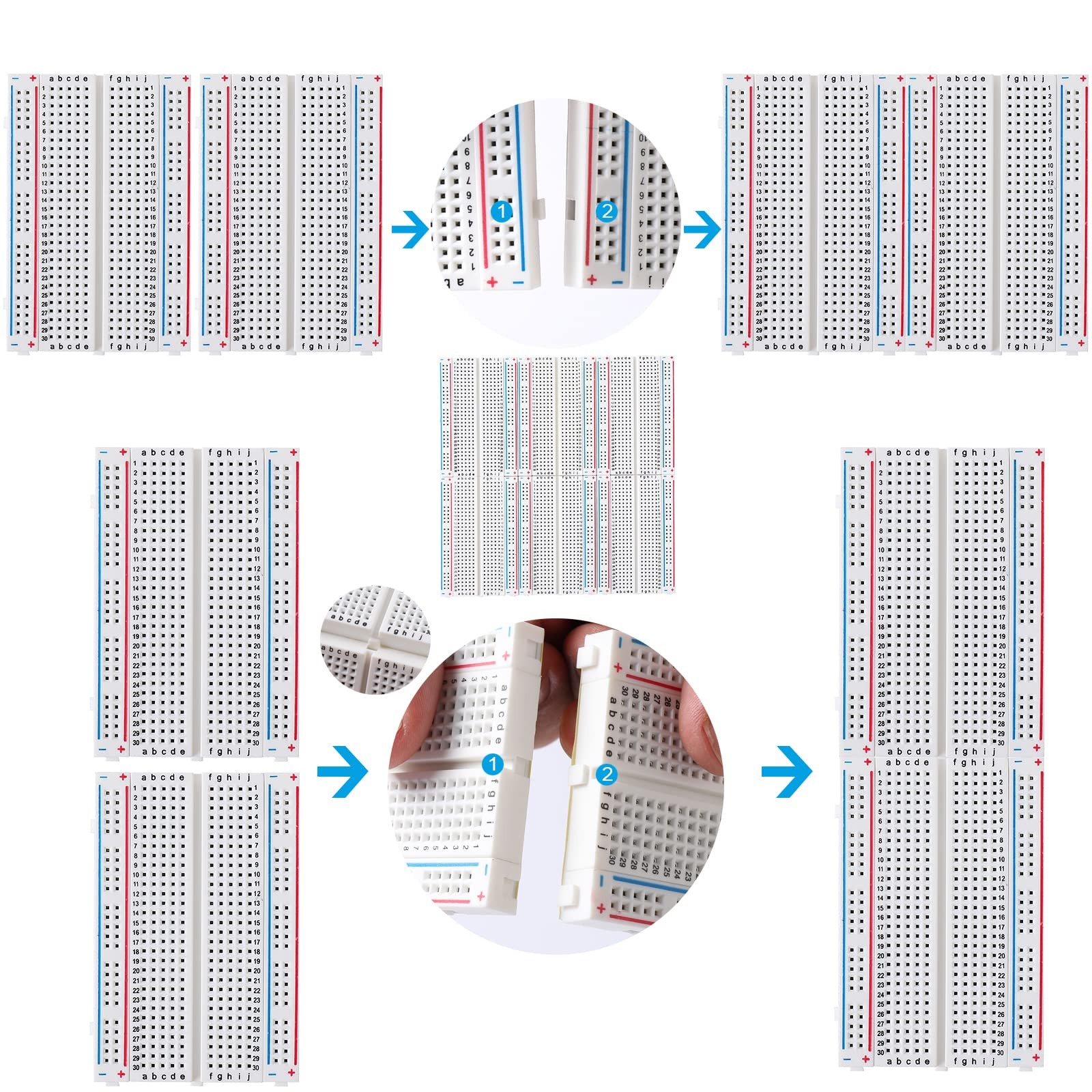 6 Pcs 400 Point Solderless Breadboard Prototype Board Kit White Electronics