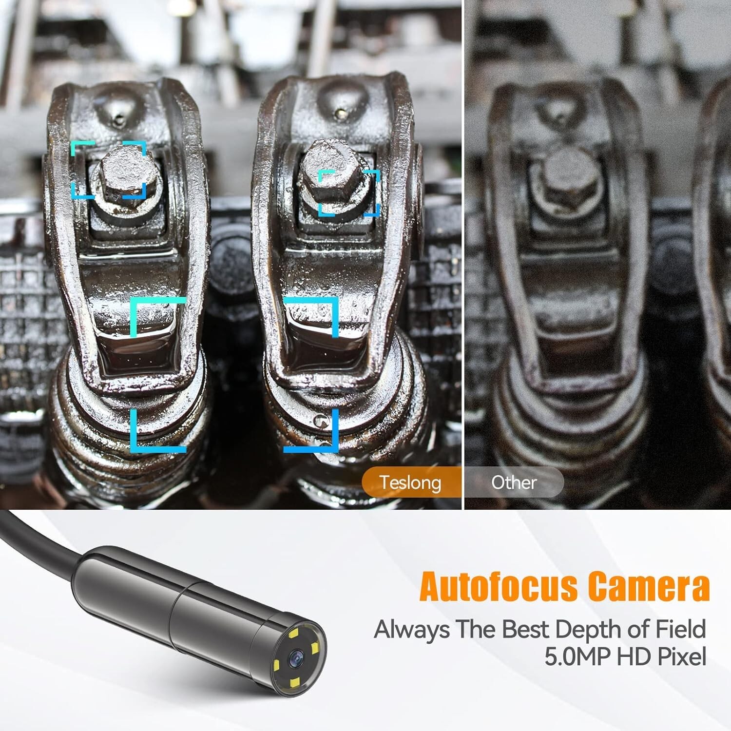 5MP Auto-Focus Endoscope USB Borescope Inspection Camera Semi-Rigid Cable 16.4ft