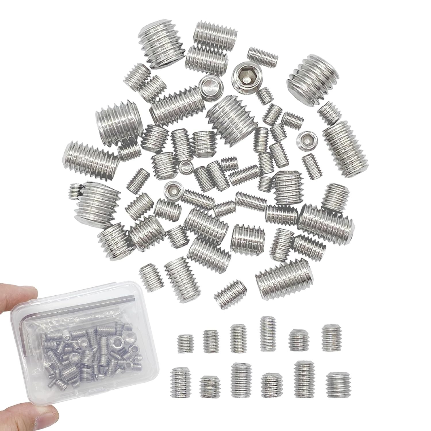 60pcs Grub & Set Screws – Ideal for Electronics, Furniture, and DIY Projects