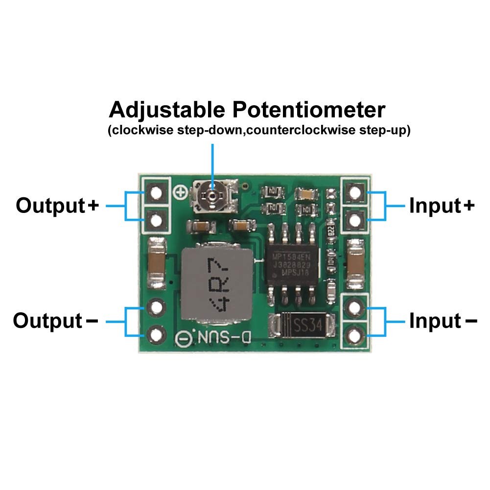 Mini MP1584EN DC-DC Buck Converter Adjustable 24V to 12V 9V 5V 3V 8 Pack