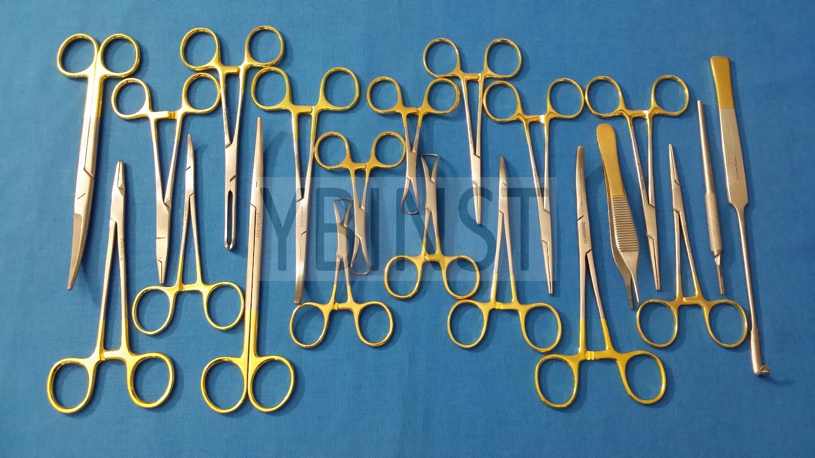 SET OF 20 PCS GOLD HANDLE T/C FELINE SPAY PACK SURGICAL INSTRUMENTS KIT