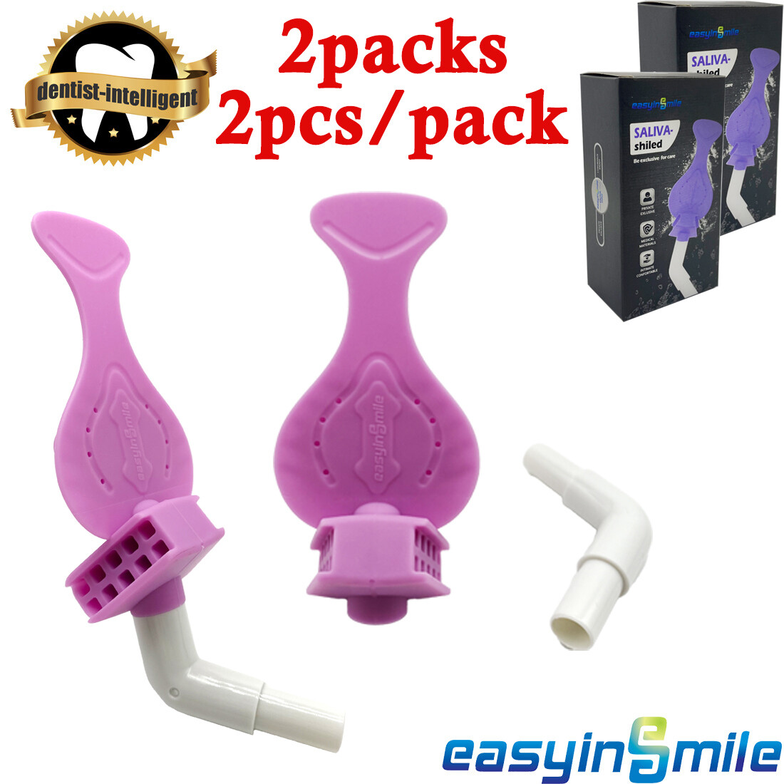 4Pc Dental Dryshield Isolation Mouth Piece Silicone Adapater Saliva Suction Tube