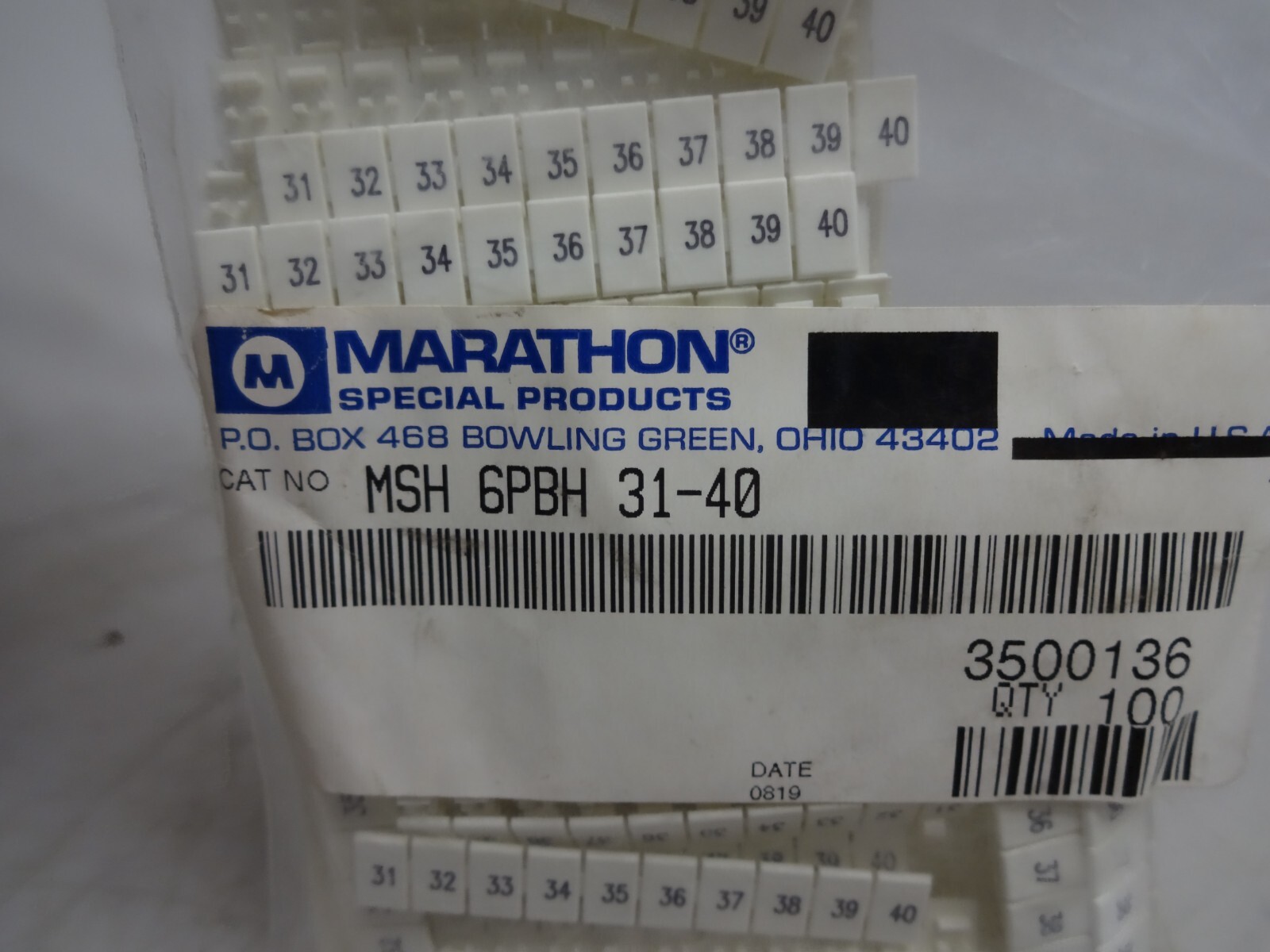 Wire Markers Marathon 31-40 MSH 6PBH 31-40 Lot of 100
