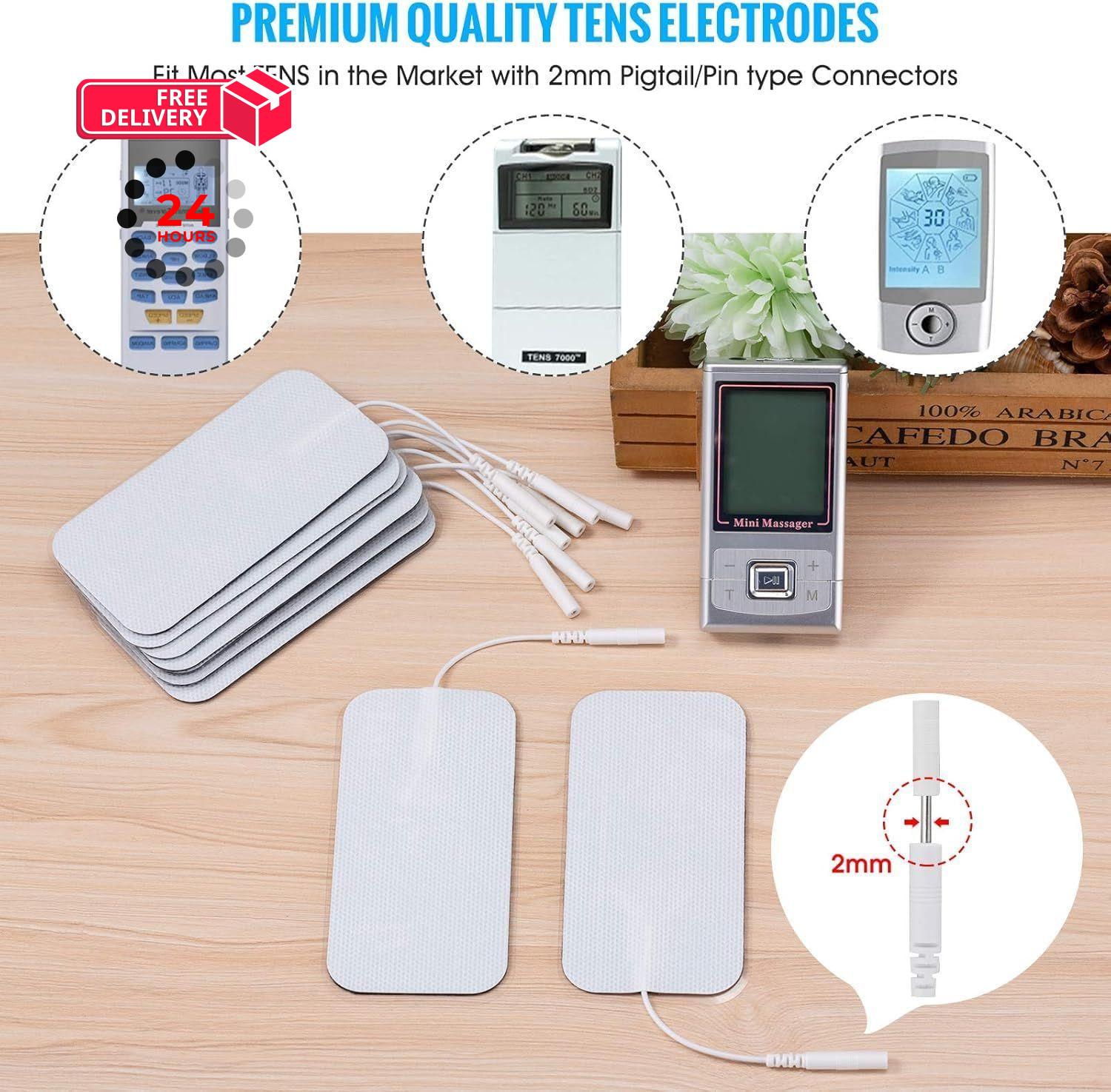 TENS Unit Electrode Pads, 10PCS 2″x 3.5″ Large Self-Adhesive White