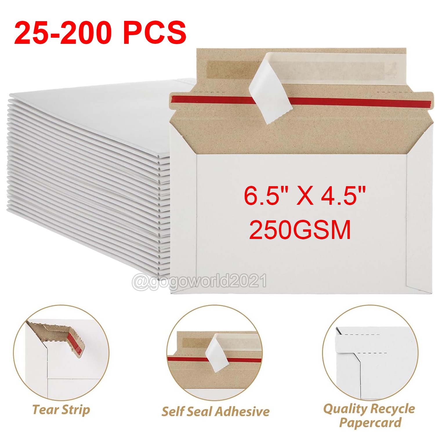 50-200 PCS 6.5″ x 4.5″ RIGID PHOTO SHIPPING FLATS CARDBOARD ENVELOPE MAILERS USA