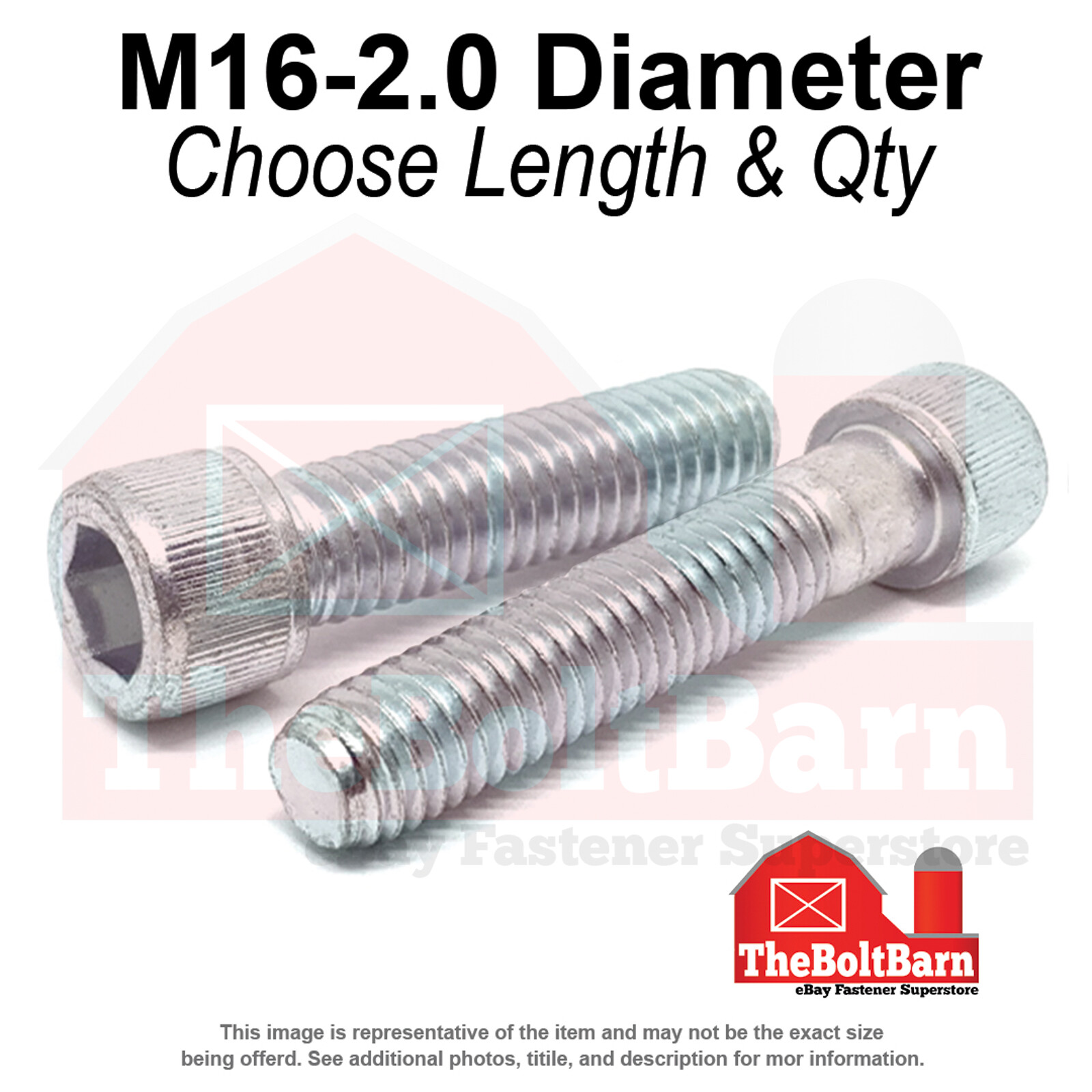 M16-2.0 Class 12.9 Coarse Socket Head Cap Screws Zinc Clear(Choose Length & Qty)
