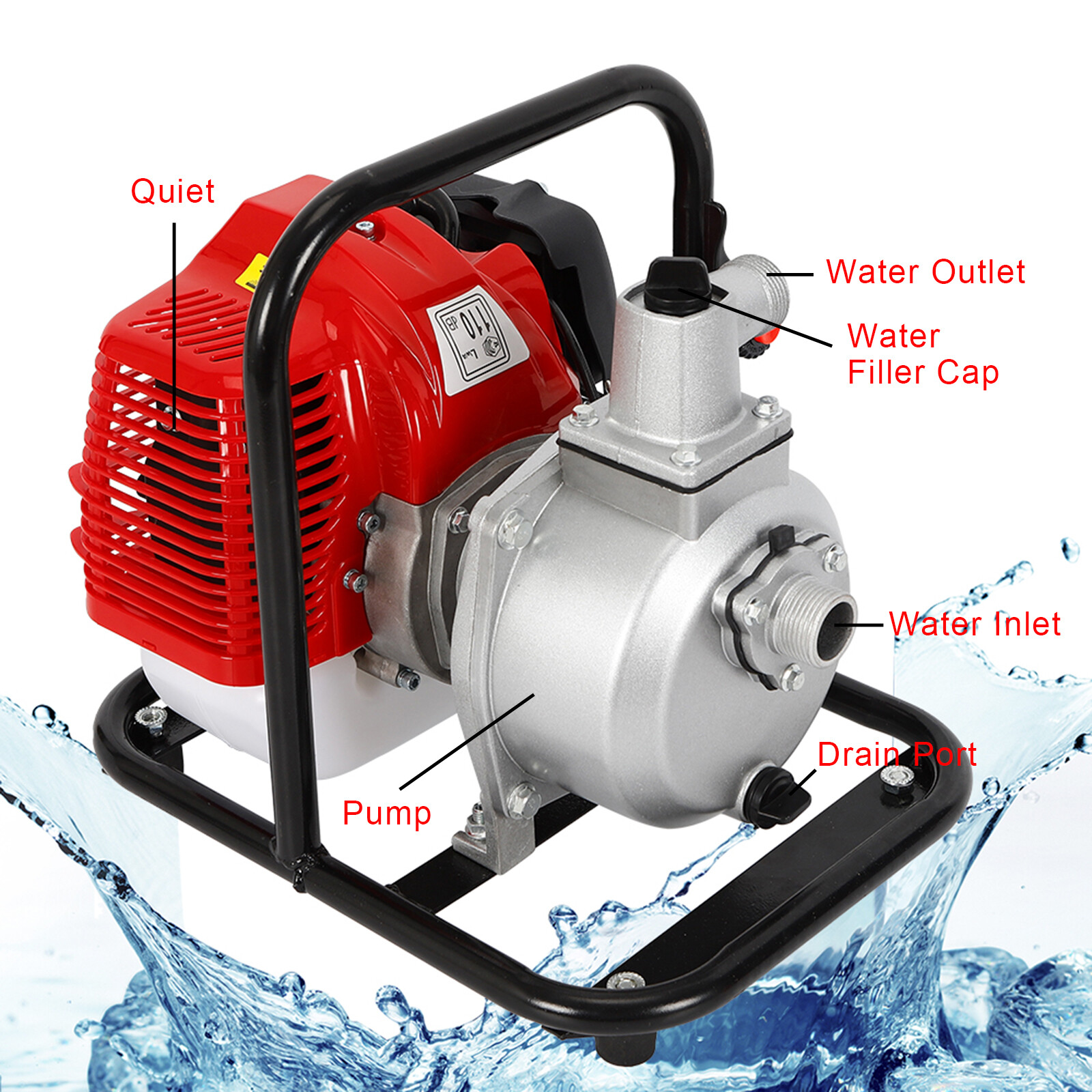 1.7 HP 1″ GAS POWER SEMI-TRASH WATER PUMP HIGH PRESSURE IRRIGATION TRANSFER PUMP