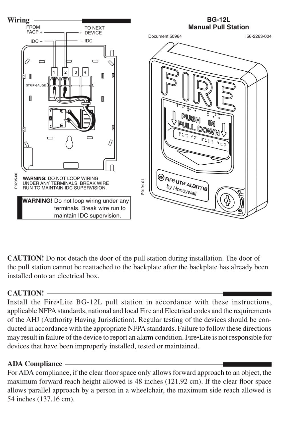 [FREE SHIPPING] Fire•Lite Alarms BG-12L Dual-Action Pull Station With Keylock