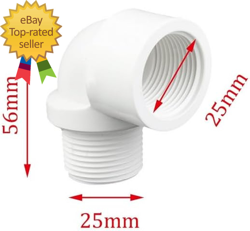 6PCS White 90 Degree Street Elbow Coupling 3/4» PVC Male Thread to Female Threa