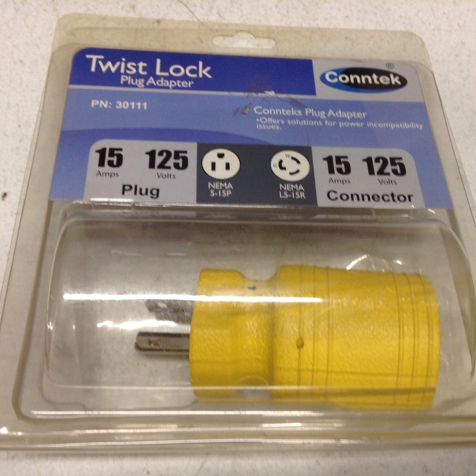NEW Conntek Plug Adapter Twist Locking Adapter 15A 125V to 15A 125V 30111