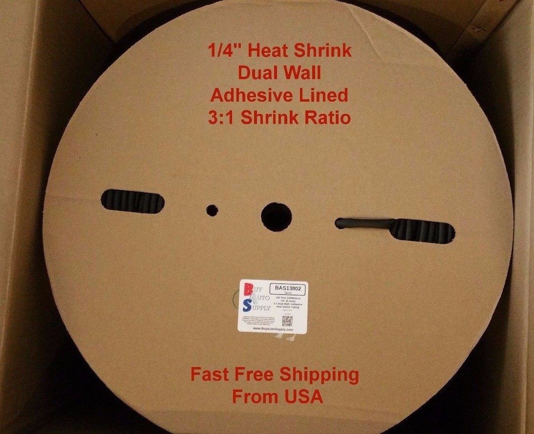 3:1 Heat Shrink Tubing Adhesive Lined Dual Wall – 328 Foot Roll – 1/4″ ID