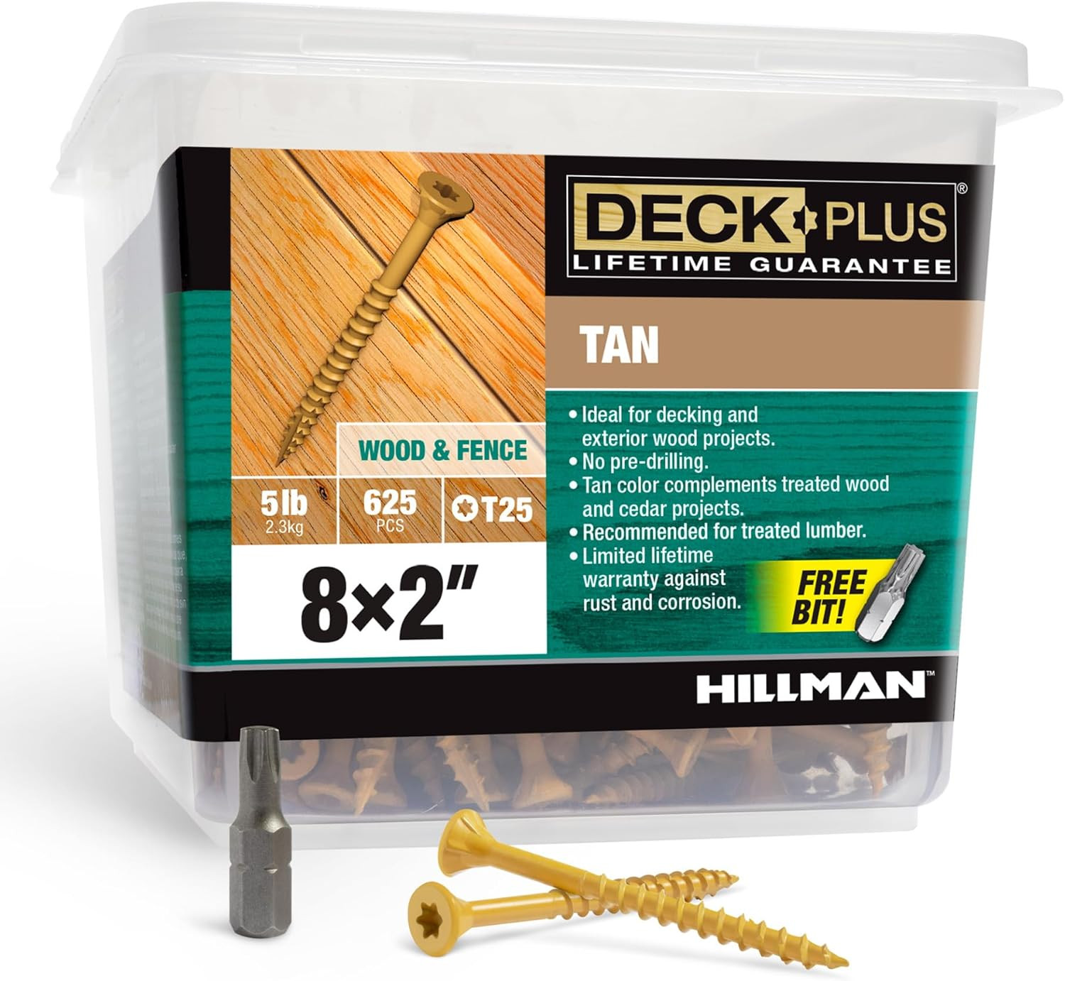 Deck plus 2-1/2 Inch Epoxy Coated Exterior Wood and Fence Screws #10 X 2-1/2″ To