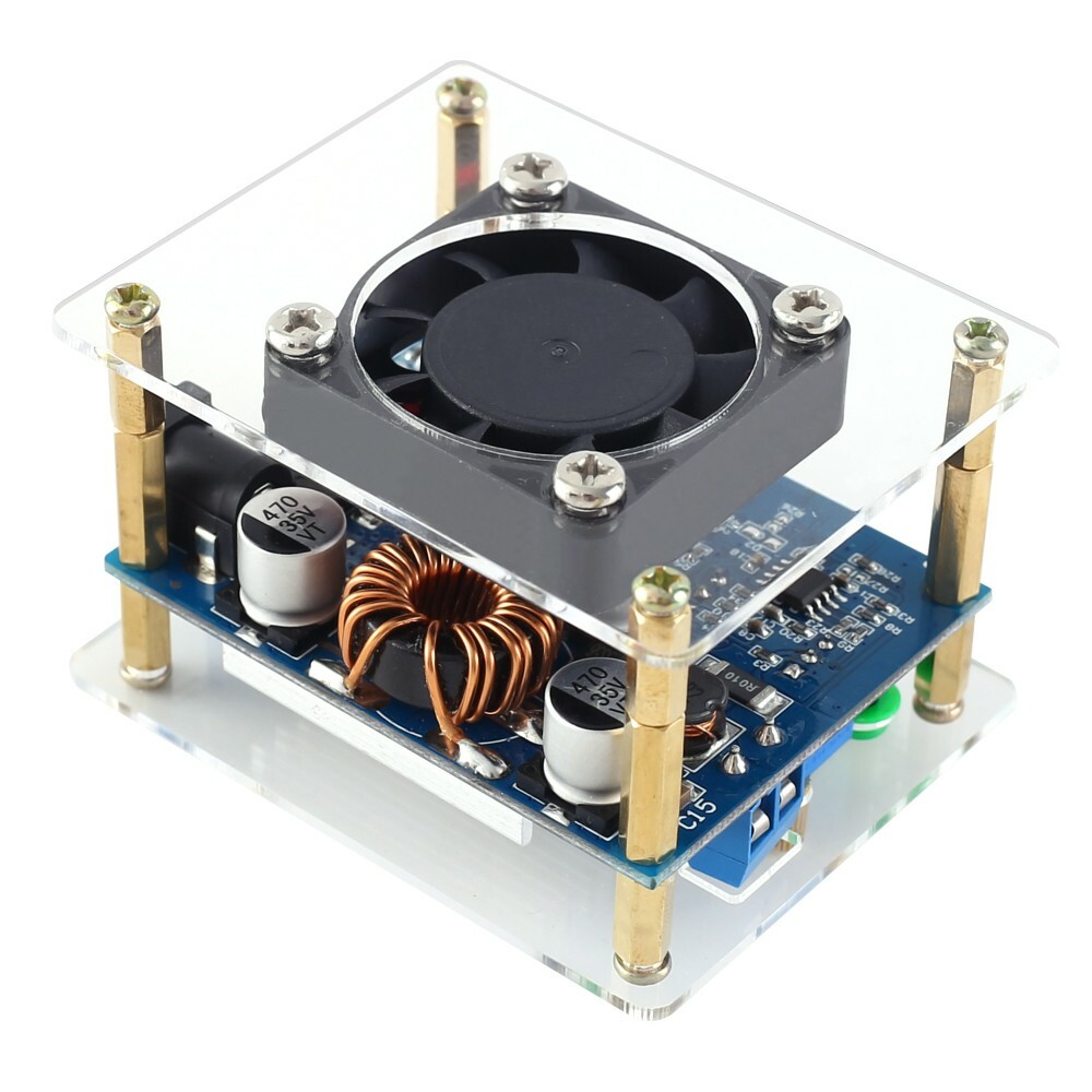 2pc 60W Adjustable Buck Boost Step Up Step Down Power Supply Module with Fan LCD