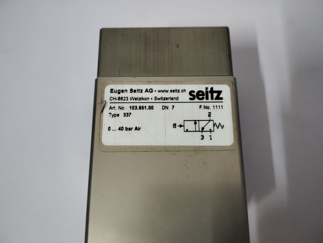 EUGEN SEITZ 337 PNEUMATIC VALVE
