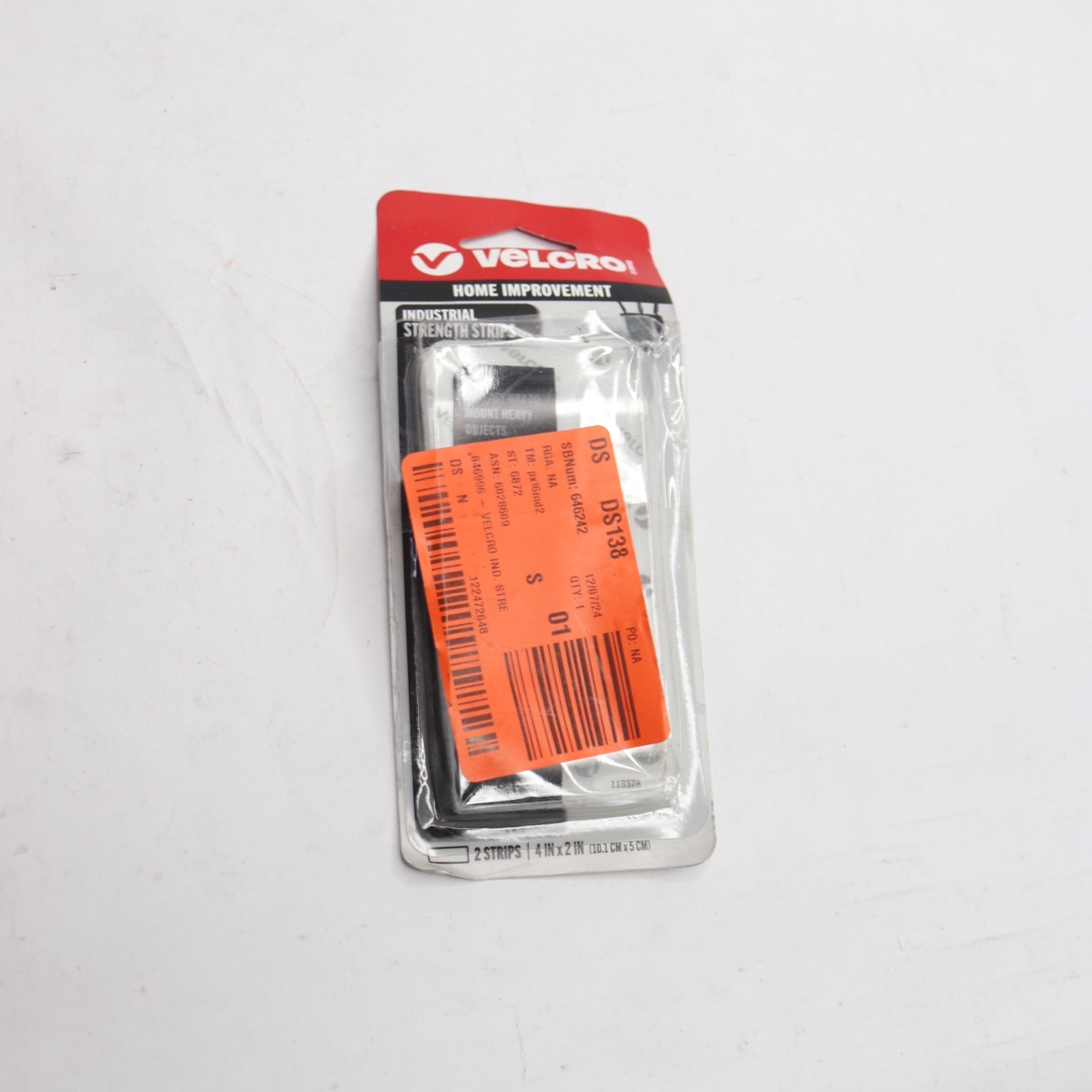 (2-Pk) Velcro(R) Sticky-Back Hook and Loop Fastener Strips 4″ x 2″ 90200