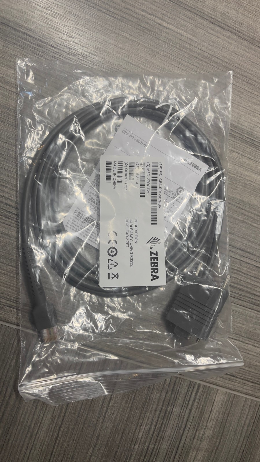Zebra CBA-R01-S07PBR Shielded USB Data Transfer Cable RS2332 7′ Length