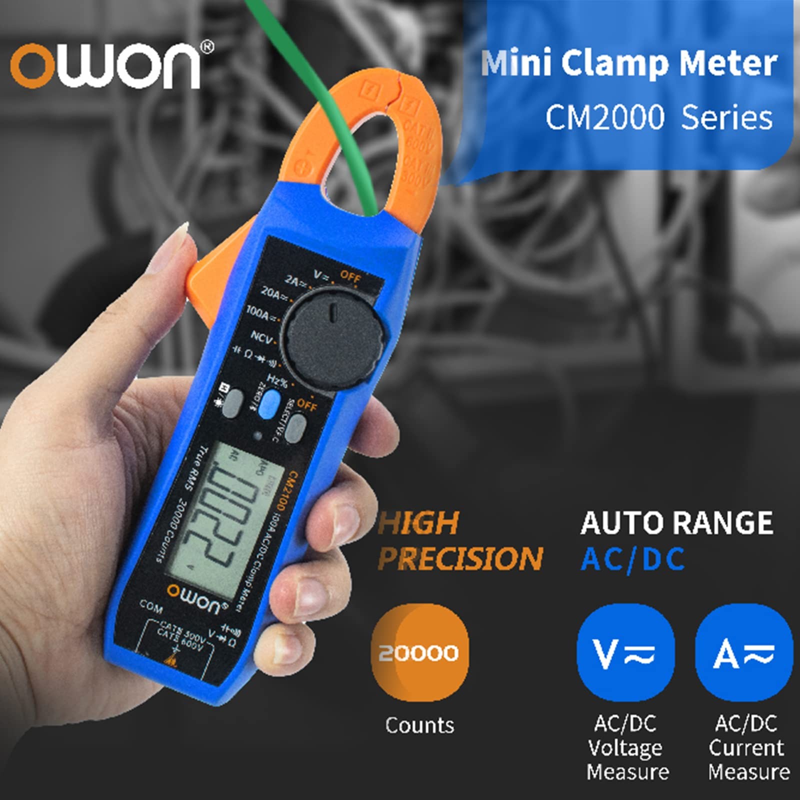 CM2100 Mini Digital Clamp Meter 100A AC DC Current Voltage True RMS Pliers Am…