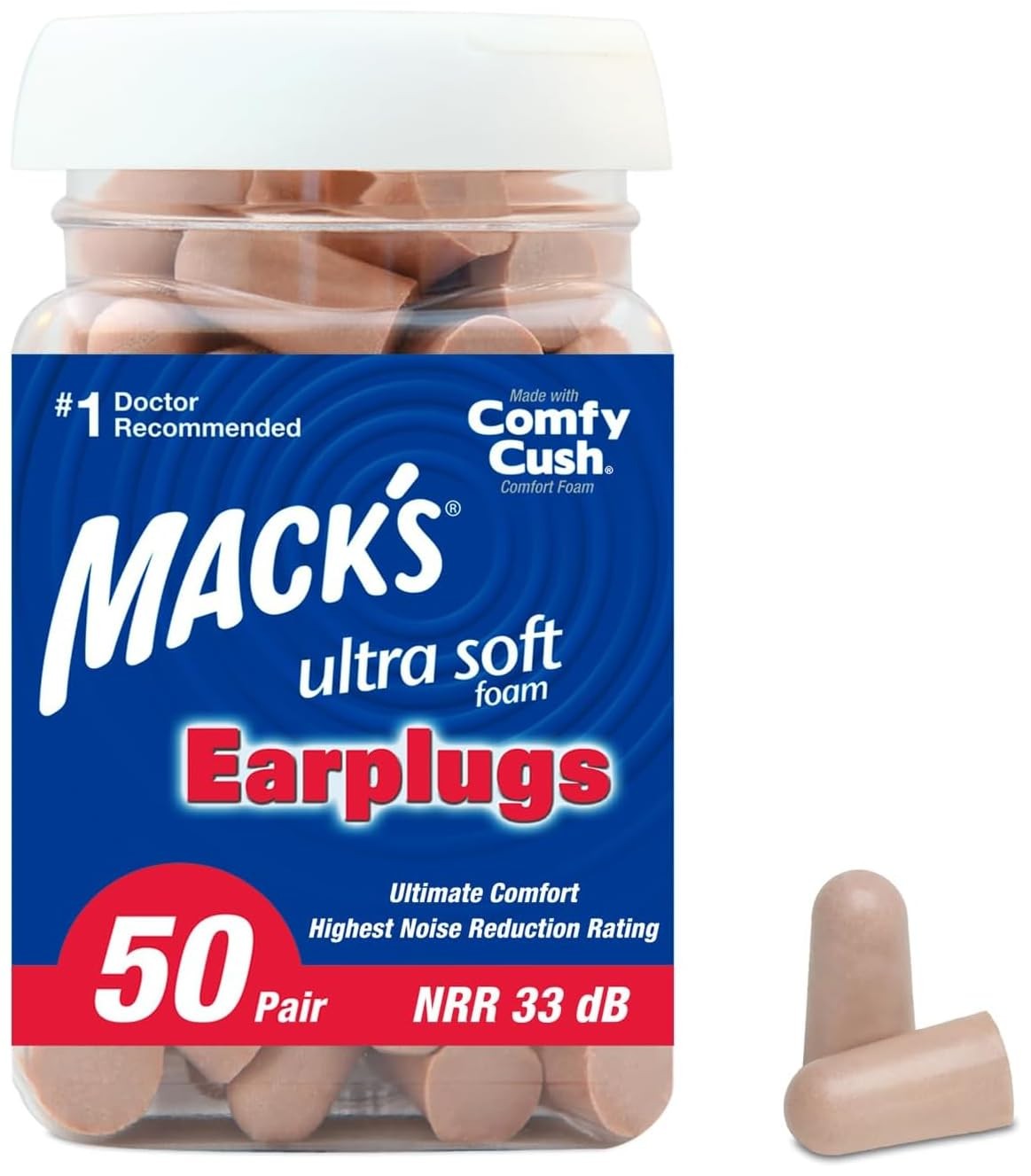 , Ultra Soft Foam Earplugs, 50 Count