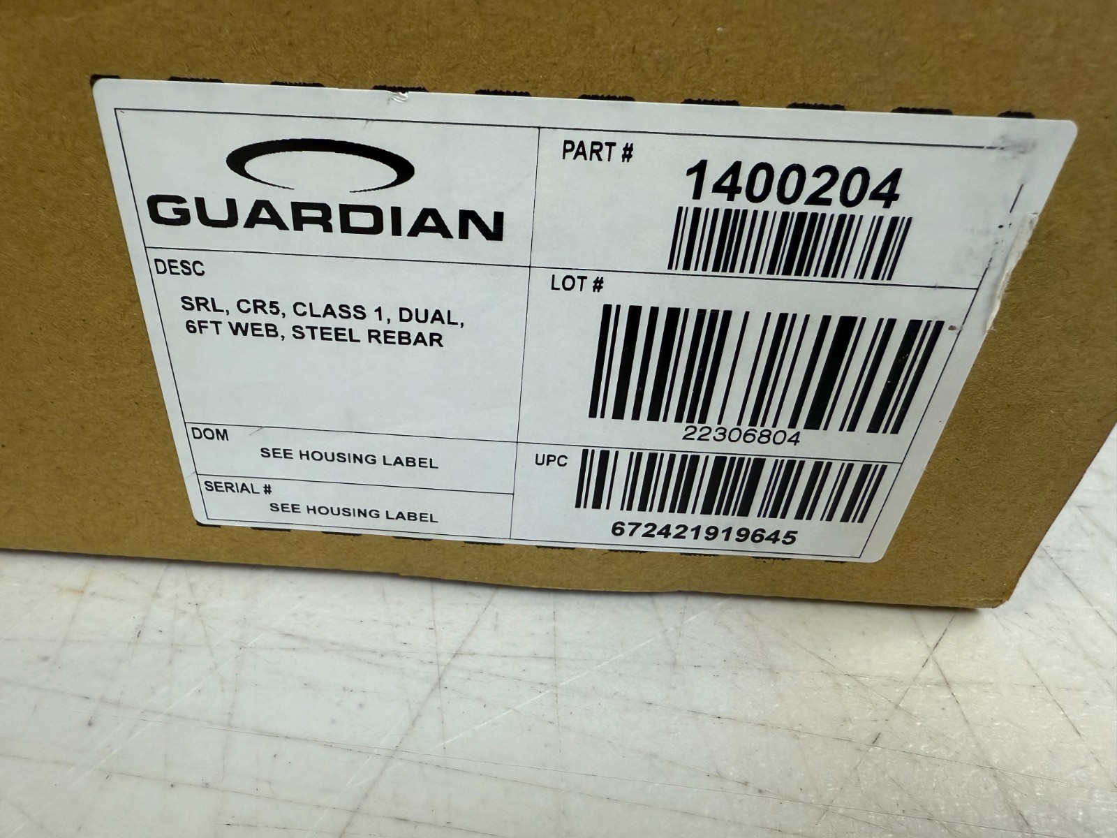 GUARDIAN CR5 Self-Retracting Lifelines Single-Leg, HMPE Webbing Steel Rebar Hook