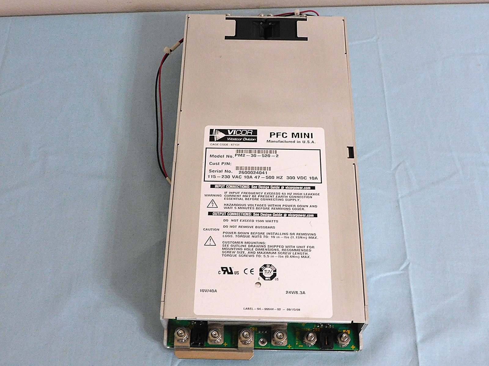 VICOR PFC MINI PM2-30-520-2 AC DC SWITCHING POWER SUPPLY