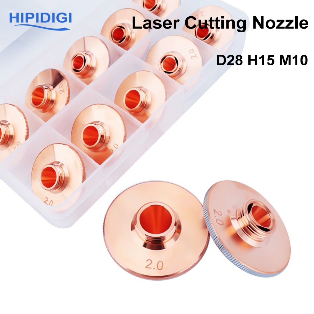 20PCS M10 D28 H15 Caliber0.8-5.0mm Single Double Layer Laser Cutting Nozzle