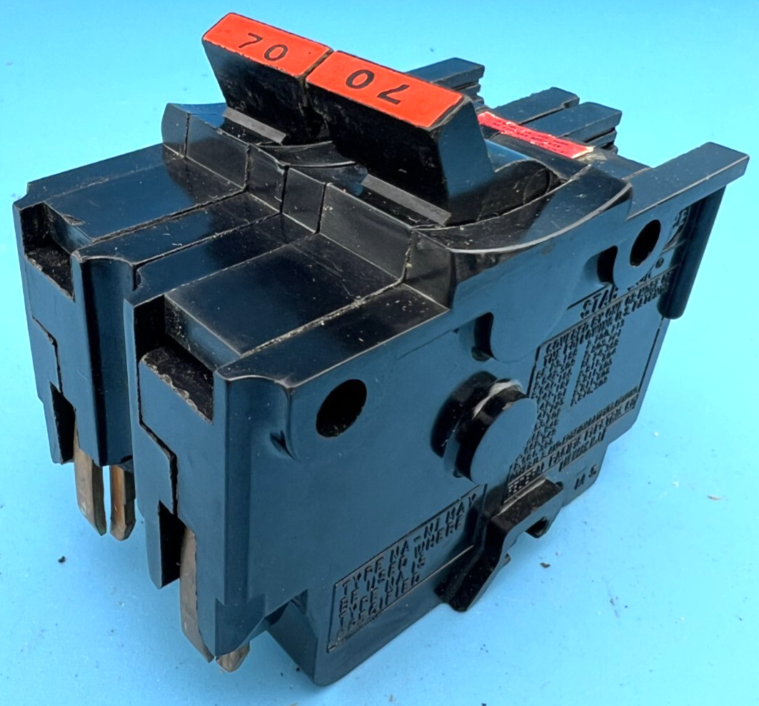 Federal Pacific 70 Amp 2 Pole NA Circuit Breaker FPE 240VAC Stab-Lok NA270 *CHIP