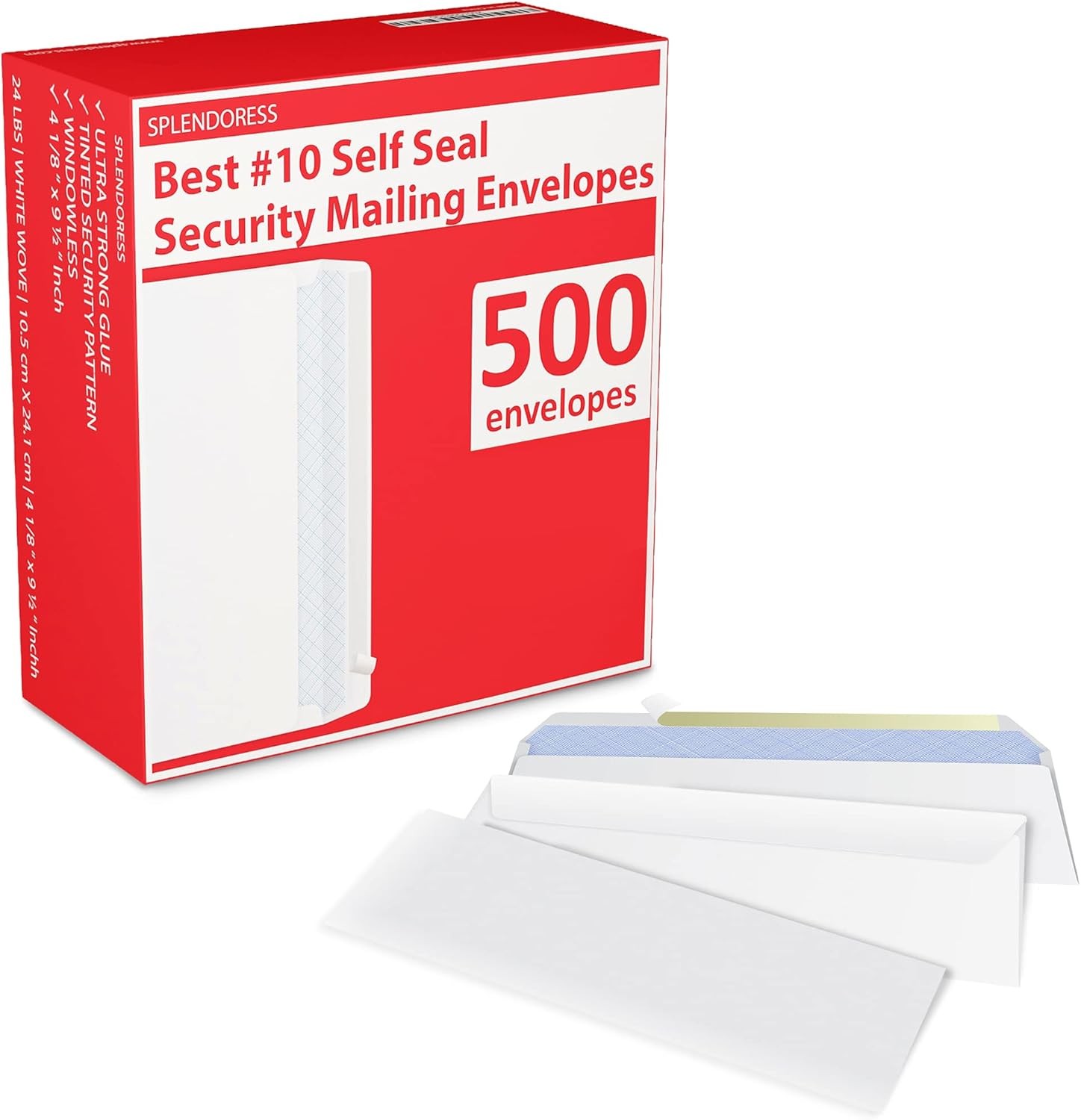 #10 Envelopes Letter Size Self Seal | 500 Business 500 Count, White Wove