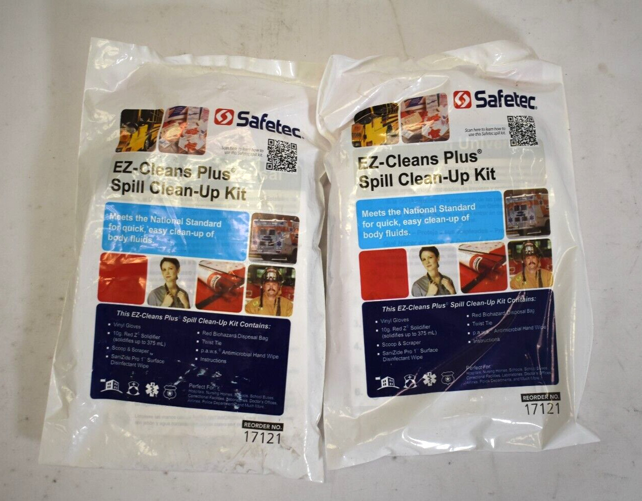 2 Pack SAFETEC EZ Cleans Plus Spill Clean Up Kit 17121 Use bBy 02/2025