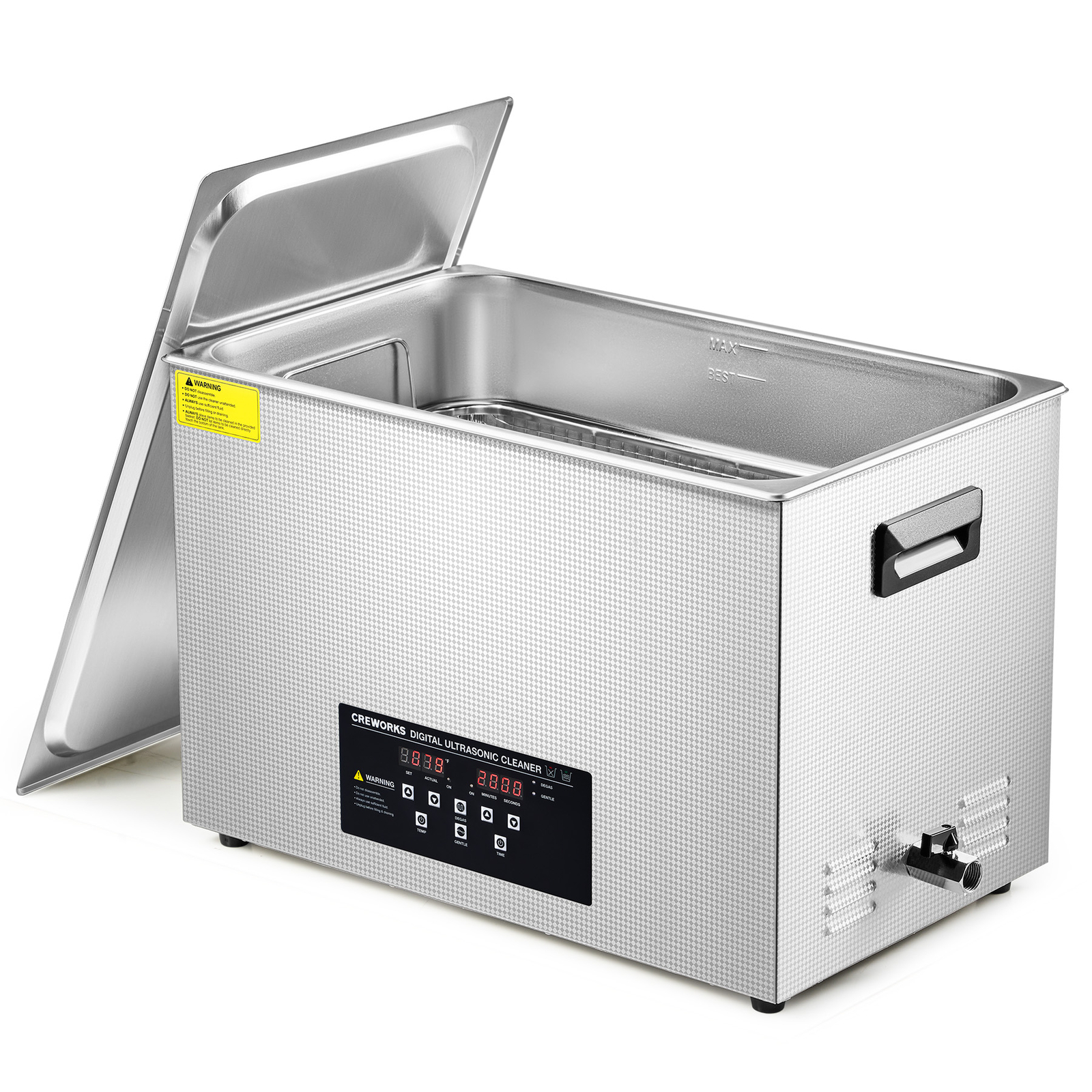 CREWORKS 30L Ultrasonic Cleaning Machine with Degas & Gentle Modes 600W Heater