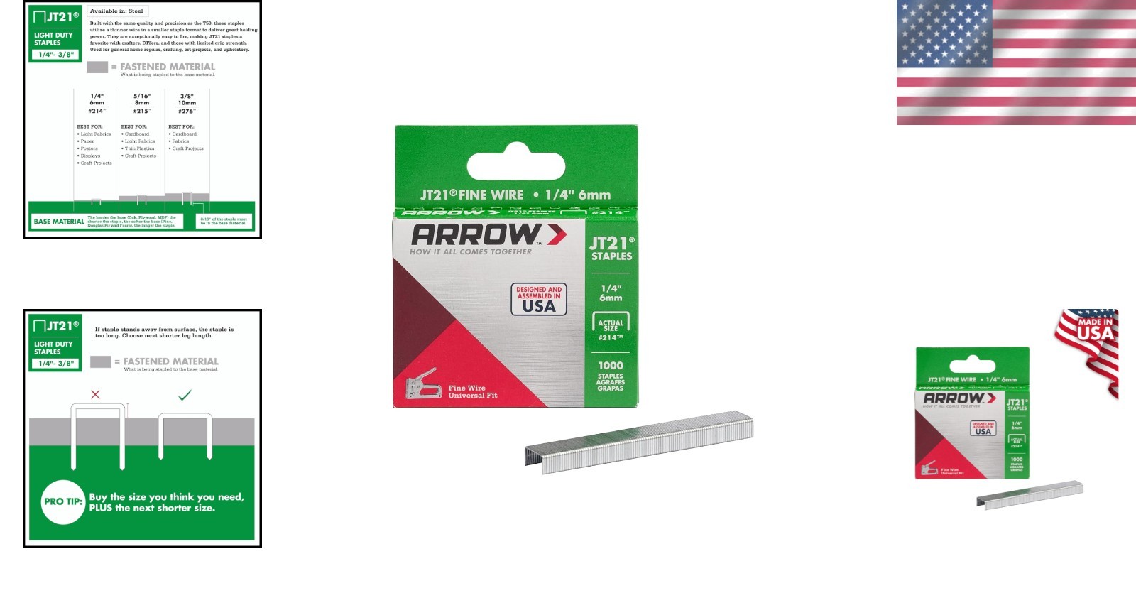 1/4-Inch Arrow JT21 Staples for Crafting & Upholstery – 1000 High-Quality Pieces