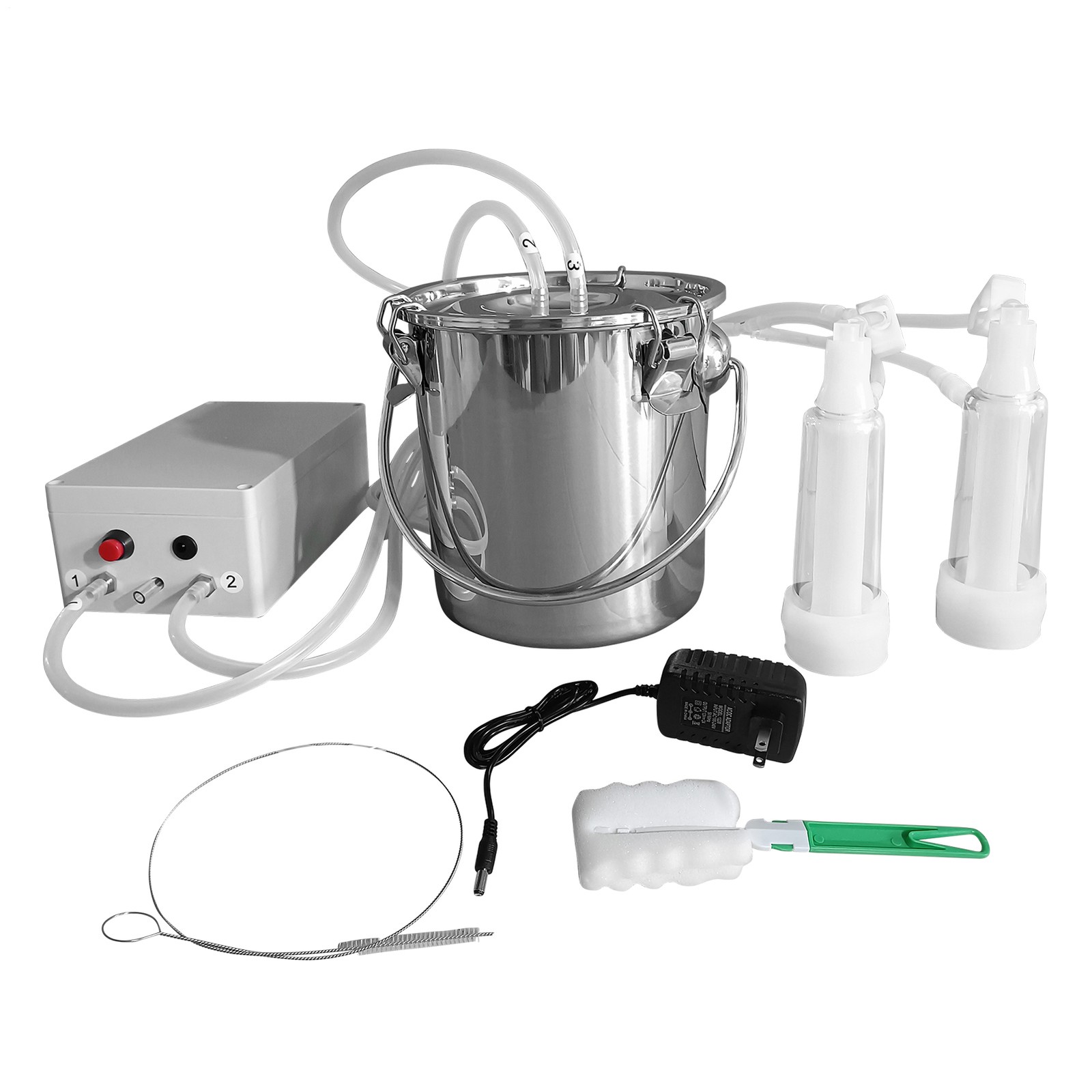 Goat Milking Machine Goat Milker 3L 304 Stainless Steel Bucket Portable US