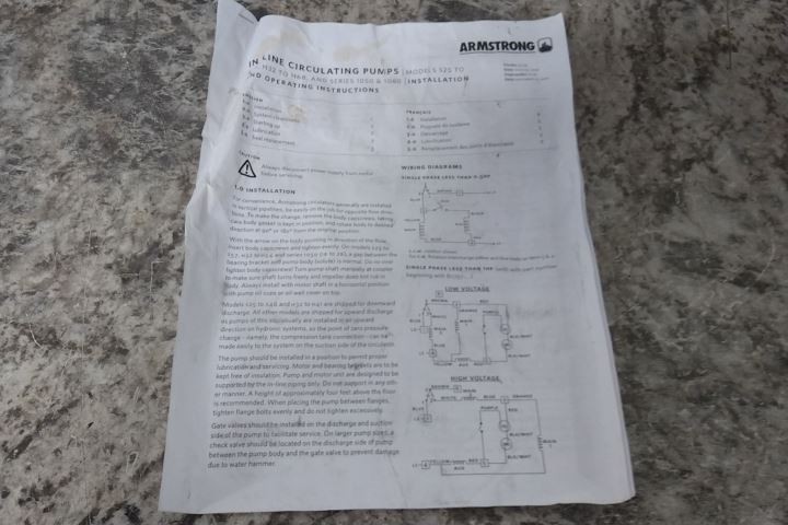 Armstrong Pumps Inc. 174035MF-143 1/6 HP 240VAC Potable Water Circulating Pump