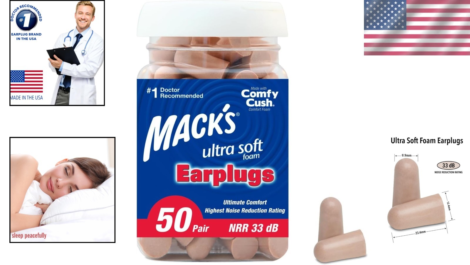 Disposable Foam Earplugs – 50 Pairs, Ultra Soft, 33dB NRR for Everyday Use