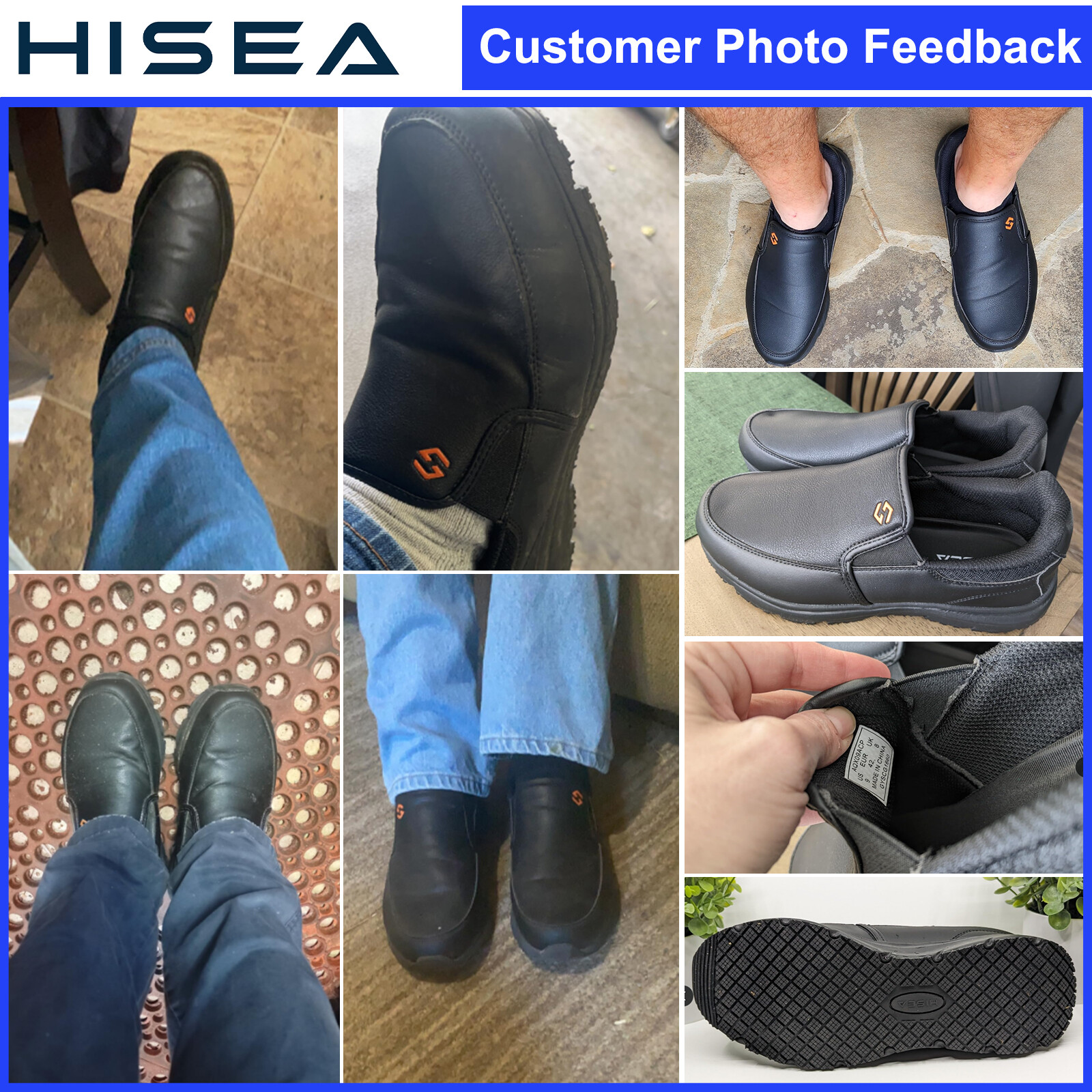 HISEA Men’s Non-Slip Shoes Slip-On Chef Shoes Water Resistant Kitchen Work Shoes