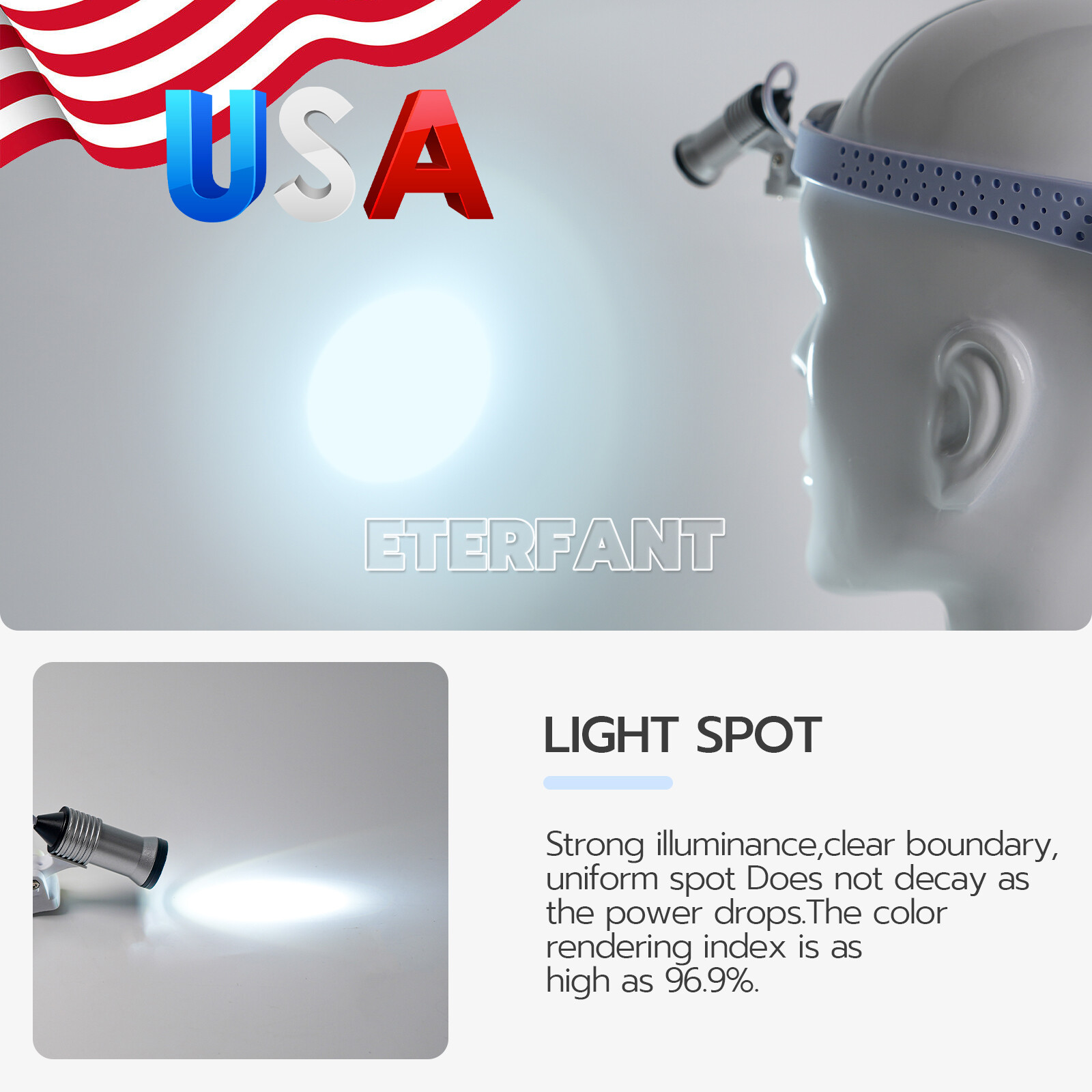 ETERFANT Dental Portable Lightweight Silicone Headlamp Surgery Medical 5W LED US
