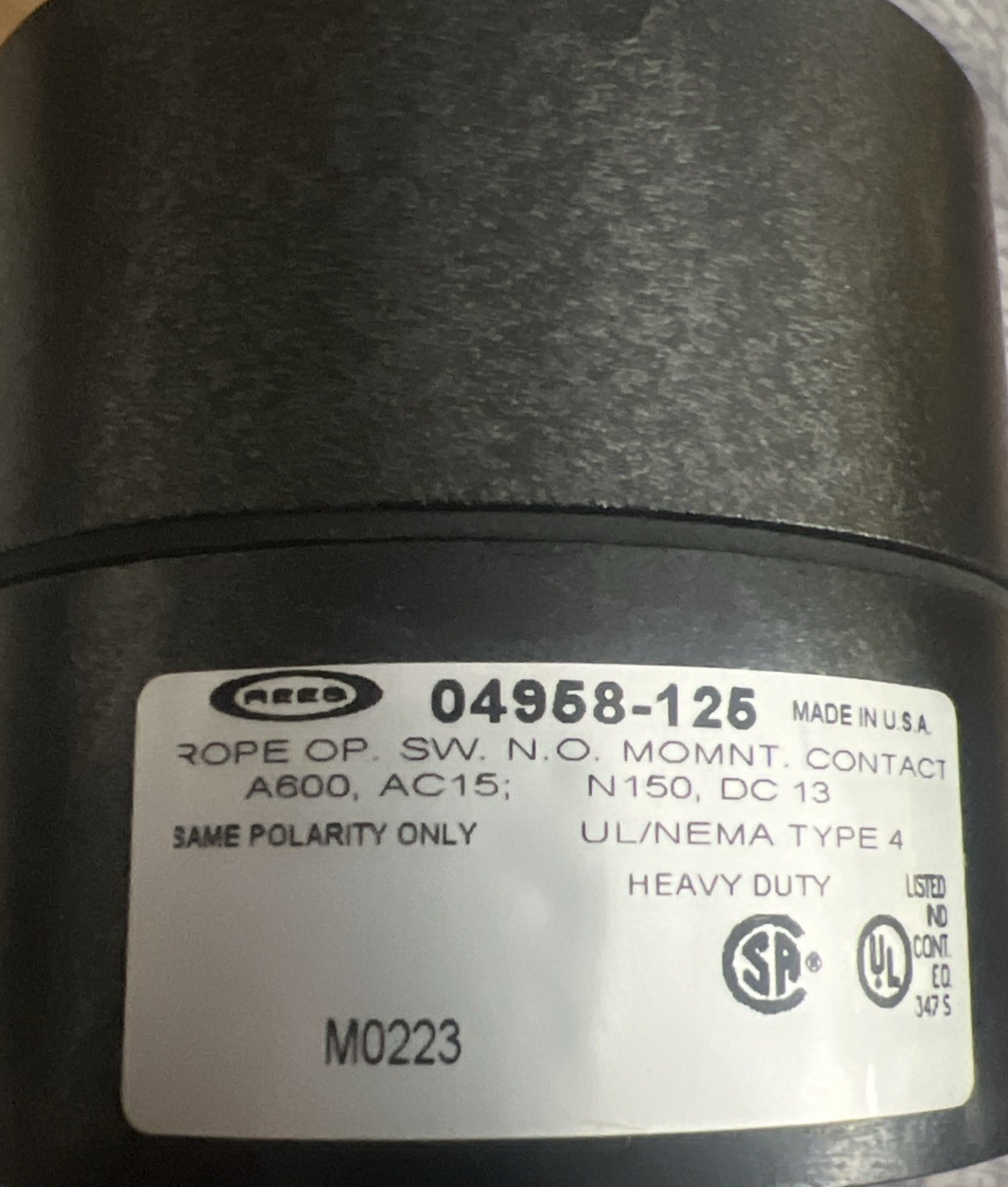 REES 04958-125, ROPE OPERATED SWITCH