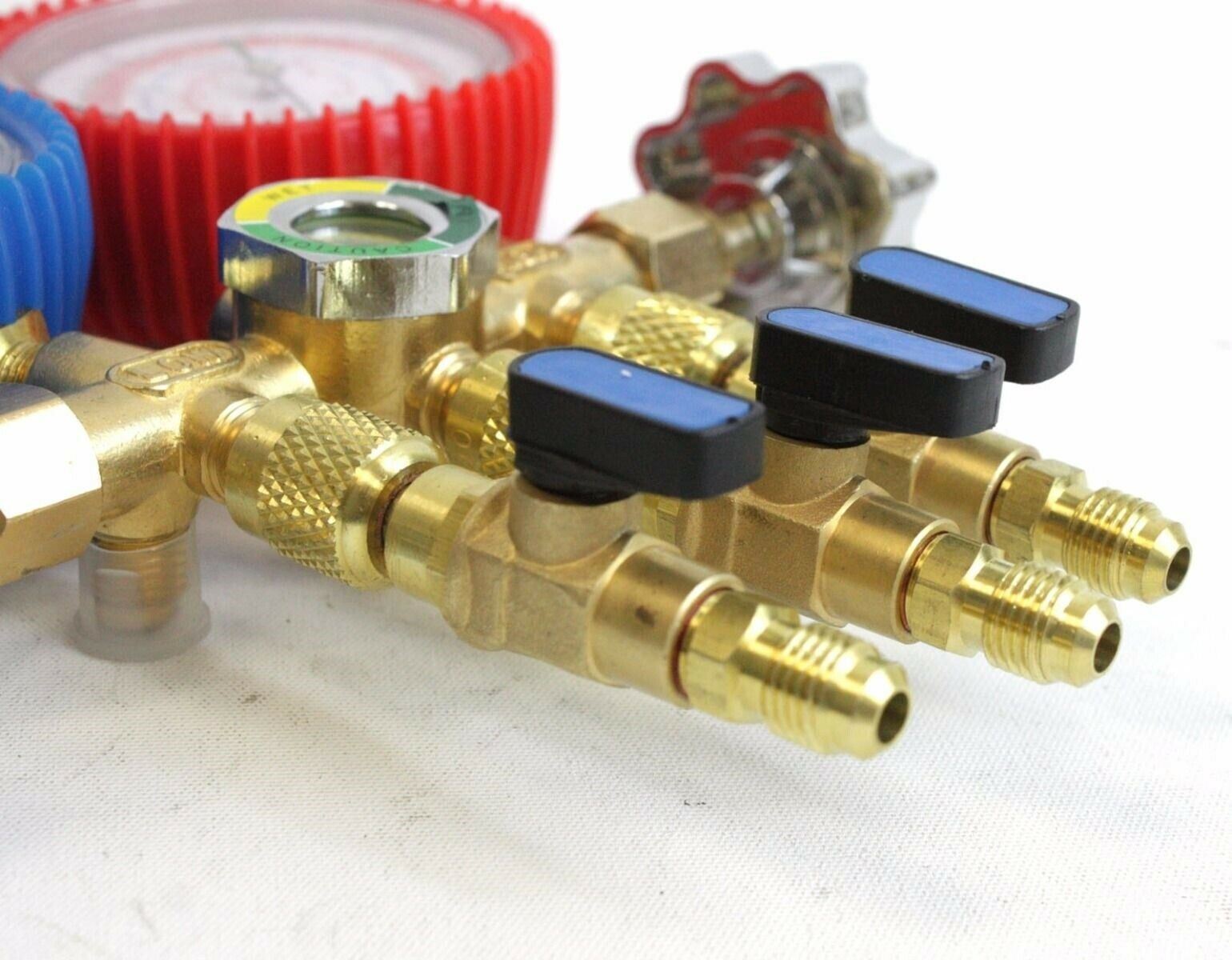 3pc HVAC A/C Straight SHUT-OFF Ball Valve Adapter For R134a R22 R12 R410a 1/4″