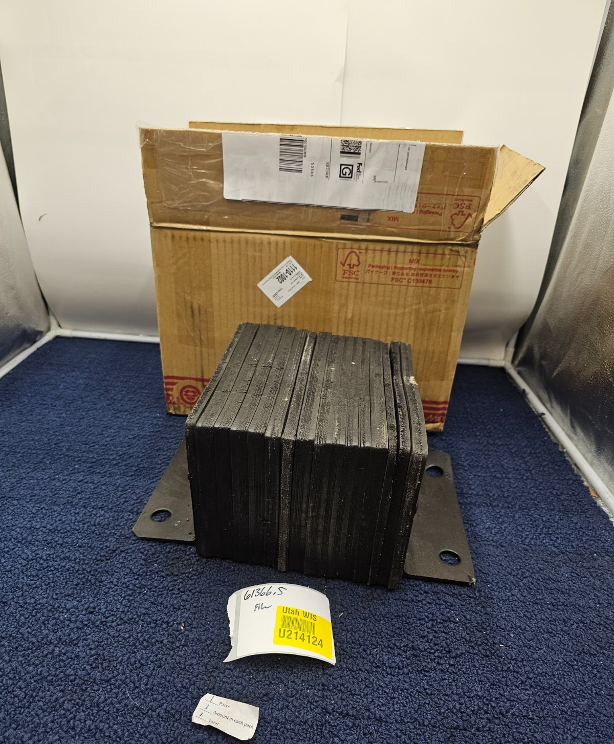 Dock Bumper Rectangular, 13 in L x 10 in W x 6 in H, Laminated Rubber 1110-1002