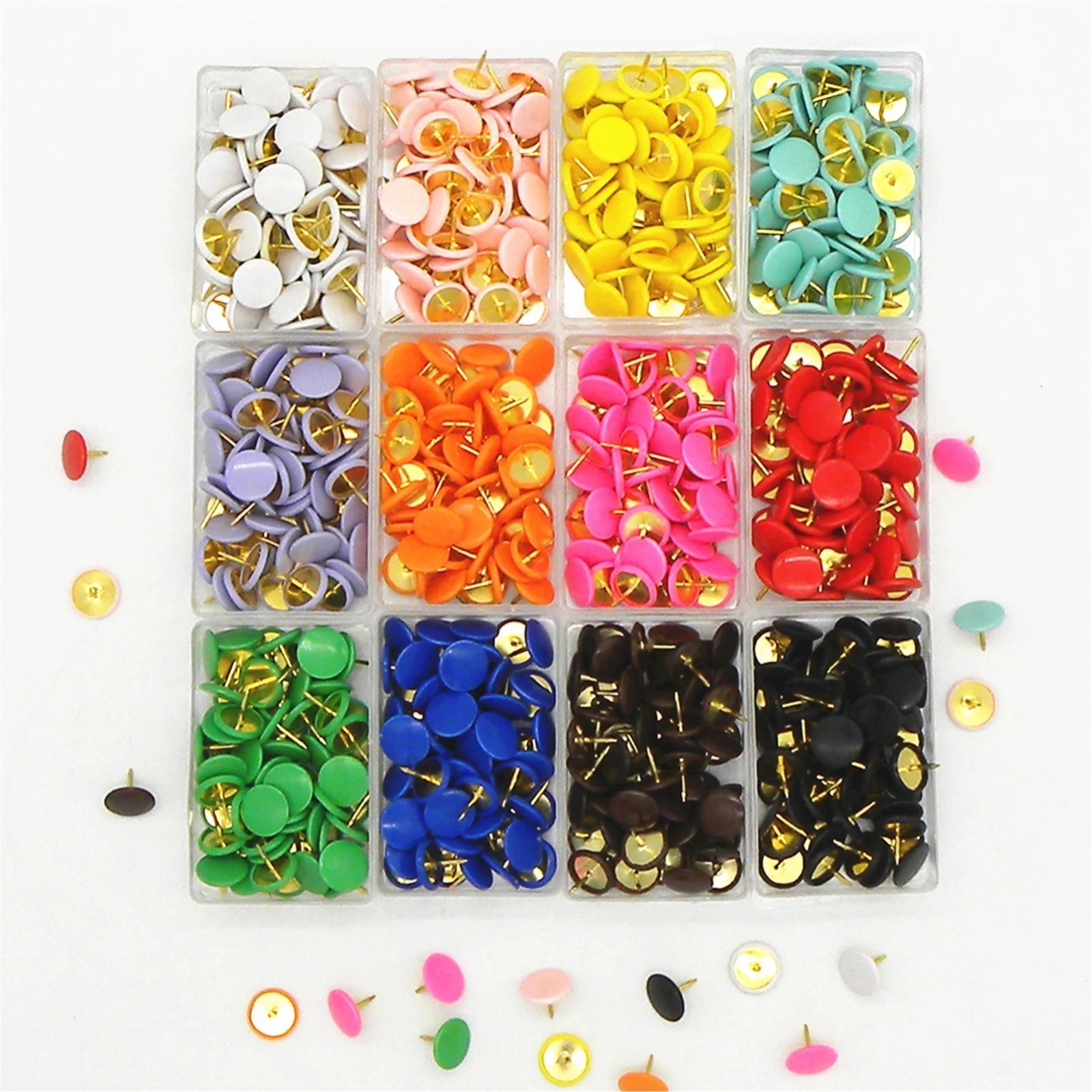 100PC Colored Round Head Thumb Tacks Push Pins Office School Cork Board Pins Set