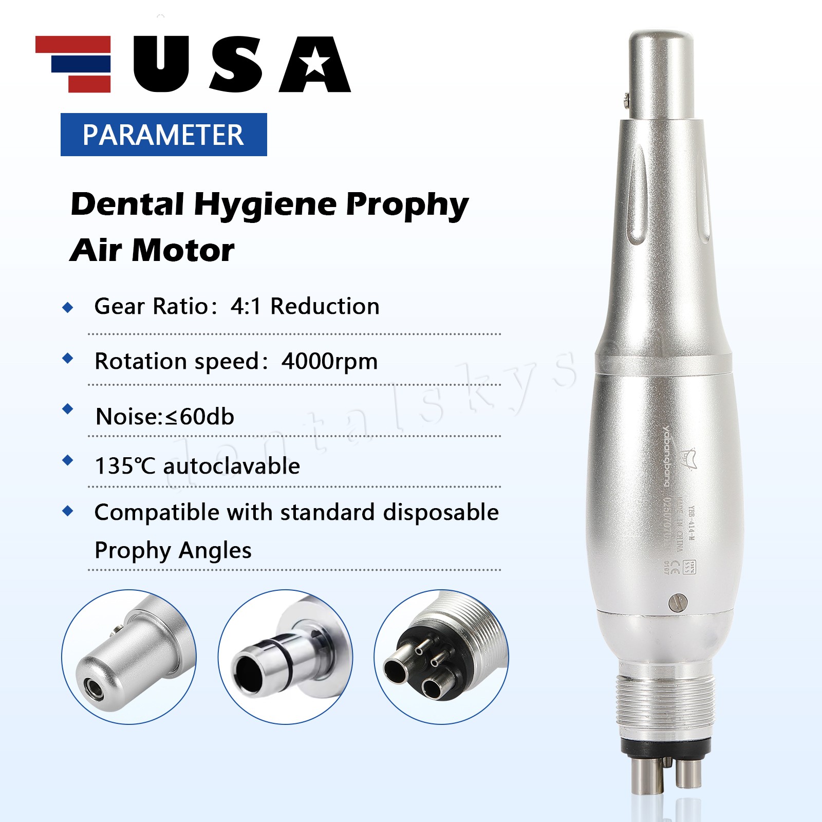 Premium Style Dental Hygiene Prophy Handpiece Air Motor 4 Holes & 4:1 Nose cone