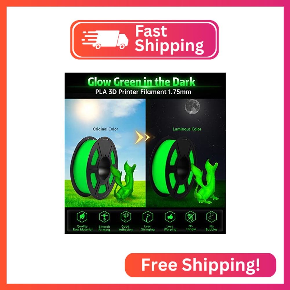 SUNLU Glow in The Dark PLA Filament, 1KG (2.2lbs), (Green PLA, Glow Green)