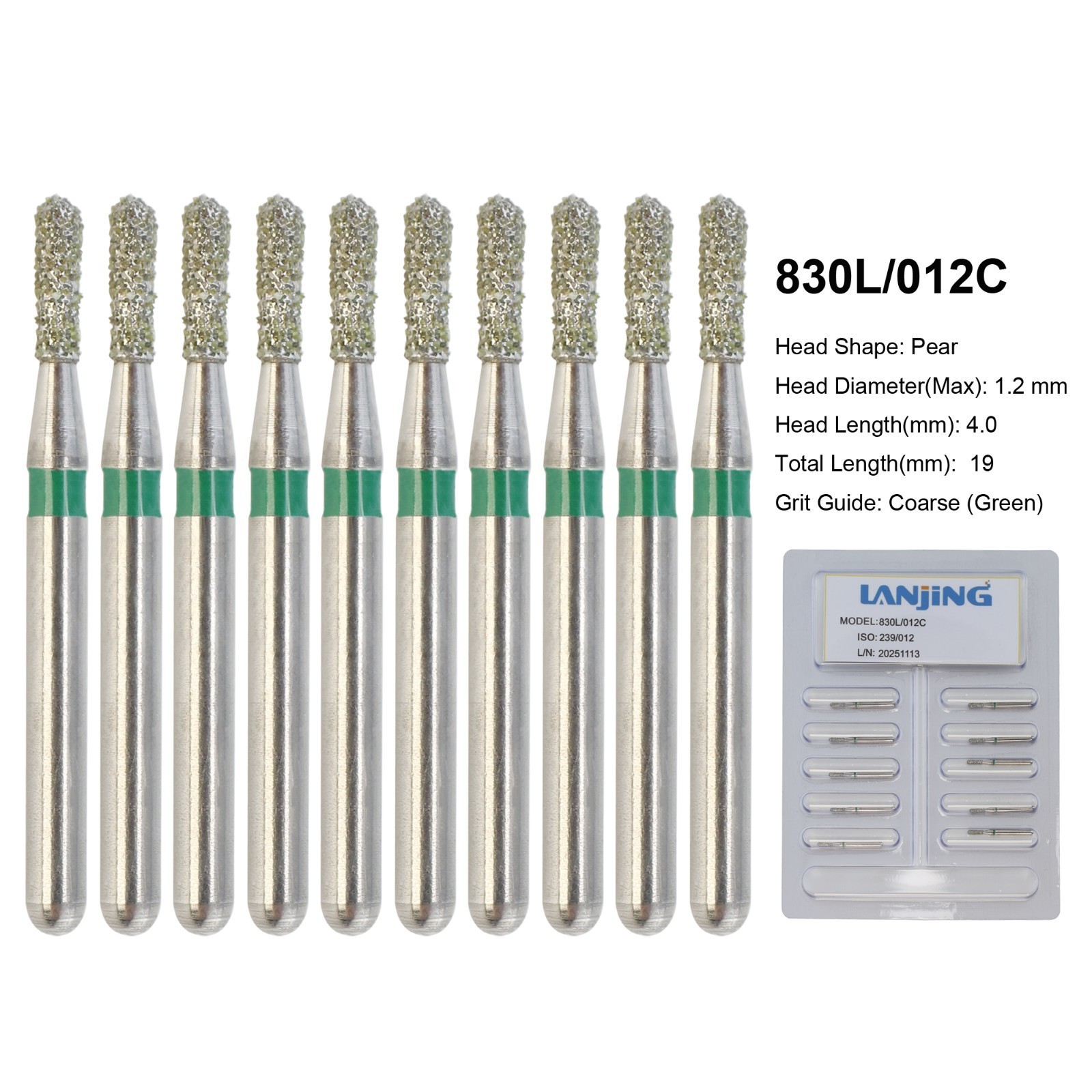 Dental Bur 330 Pear Diamond Bur FG 830/010 830/008 Medium Coarse Grit High Speed