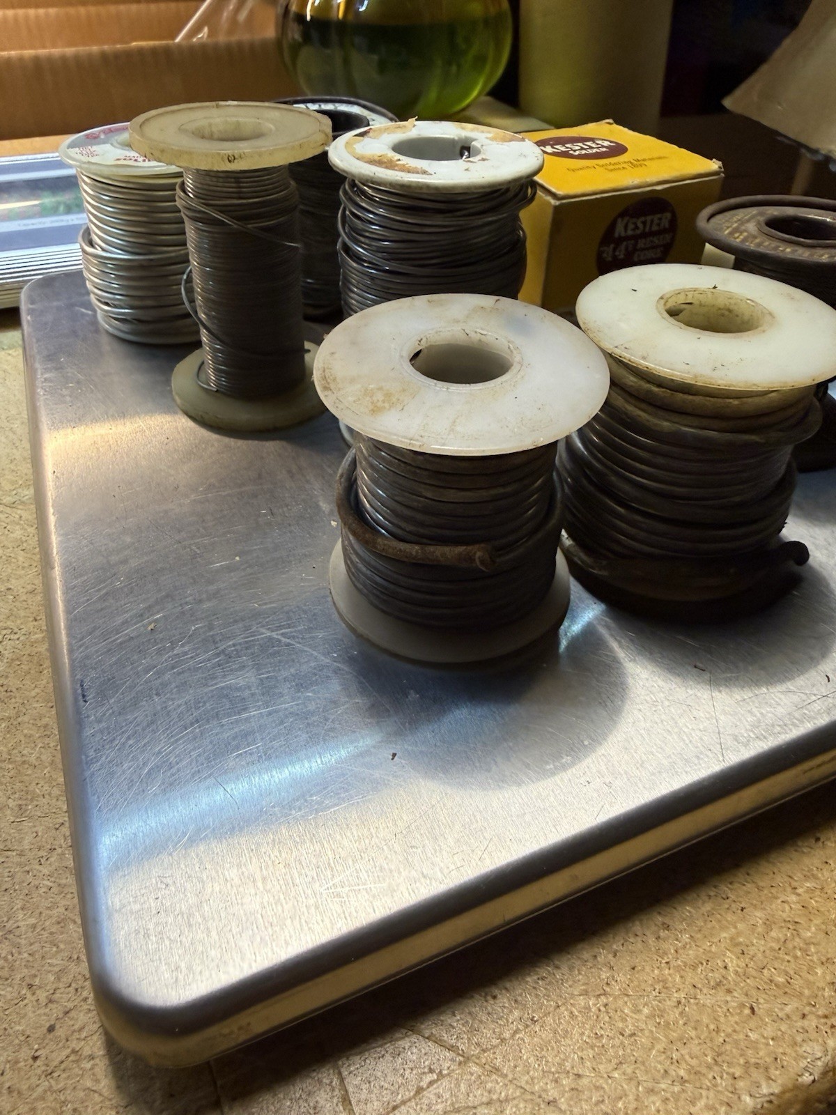 Lot Of 11 Rolls Of Soldering Wire – Various Sizes – 6.8 Lbs Total