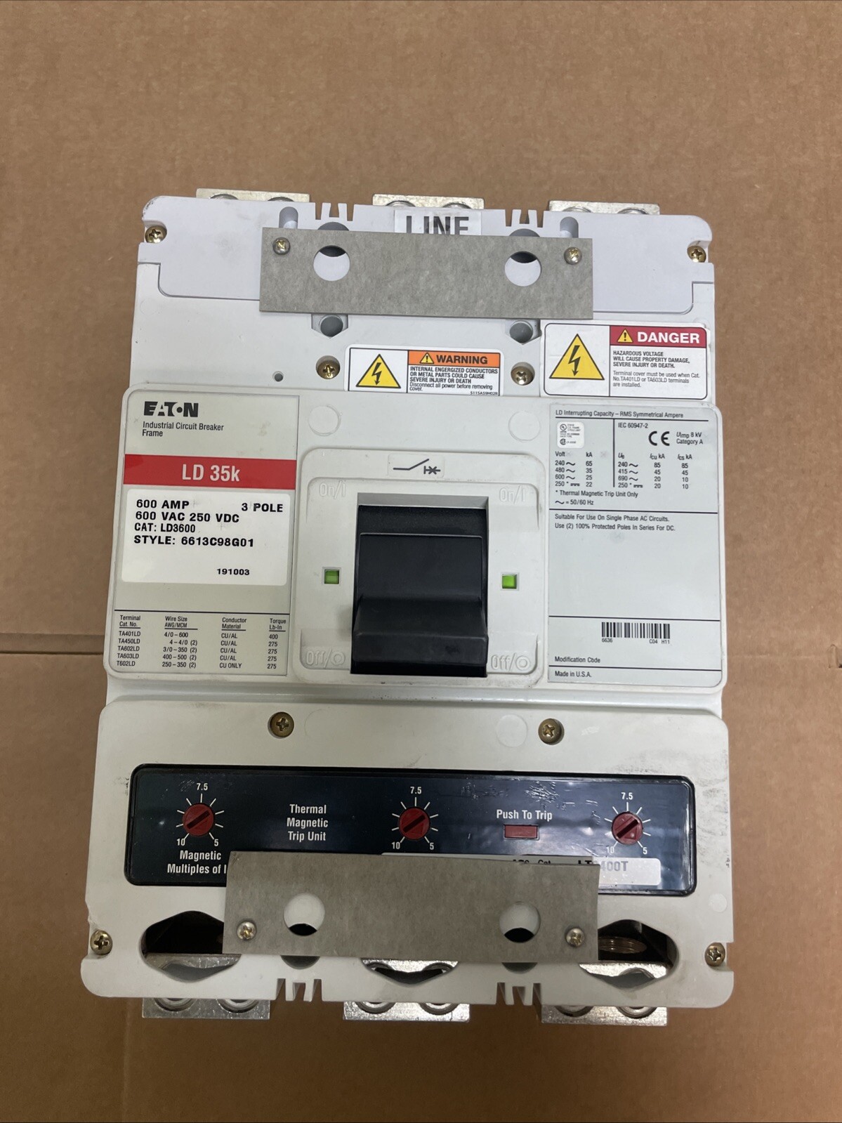 LD3600 Breaker With LT3400T Trip Unit