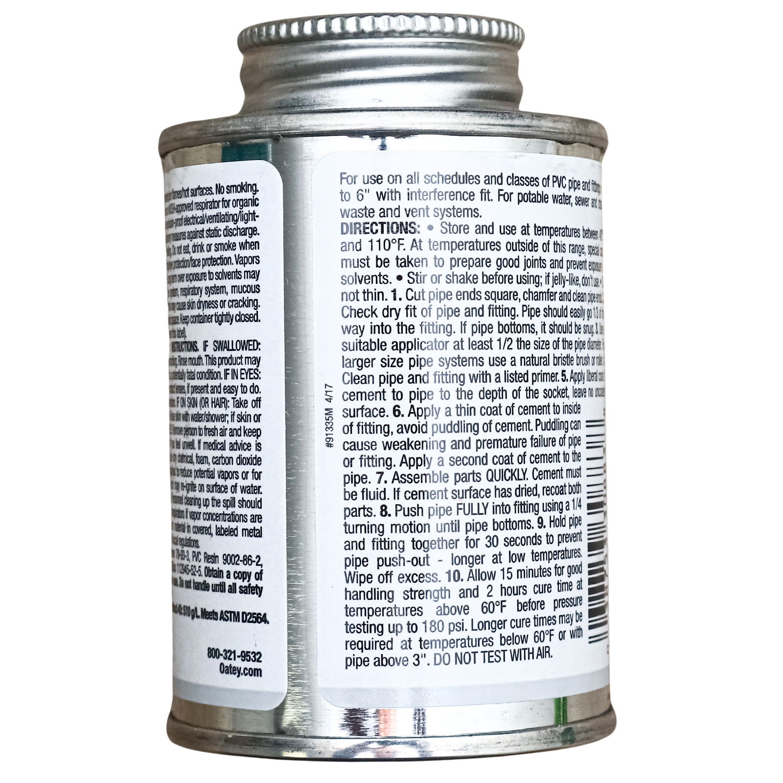 Oatey Brand Medium Gray PVC Cement 4 fl. oz. #30883