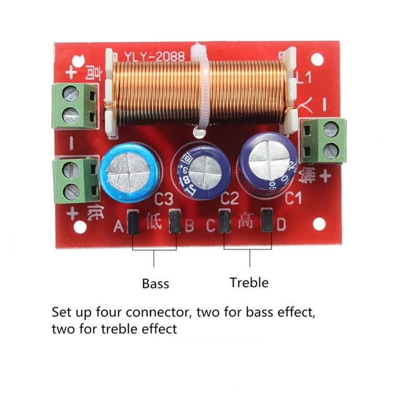 NEW Ajustable Treble/Bass Frequency Divider 2 Way Speaker Audio Crossover Filter