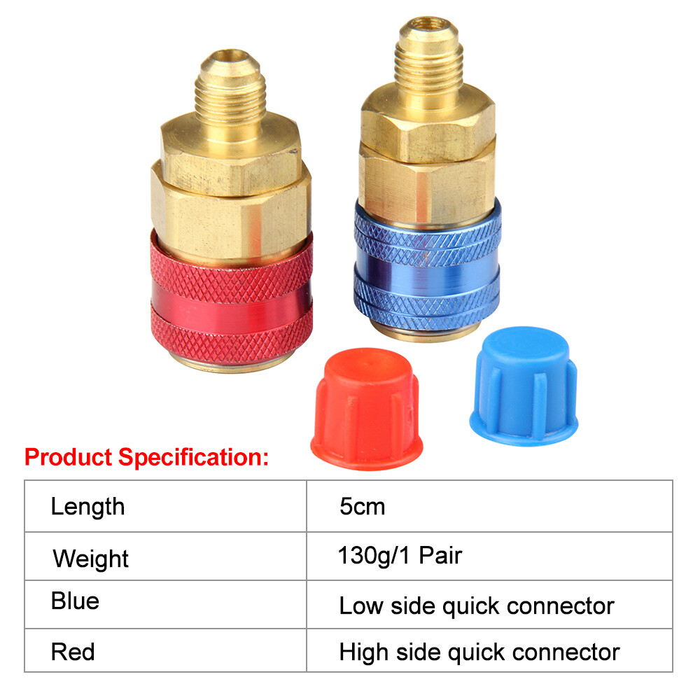 2X NEW Quick Connector Adapter Coupler Auto AC Manifold Gauge Low & High HVAC US