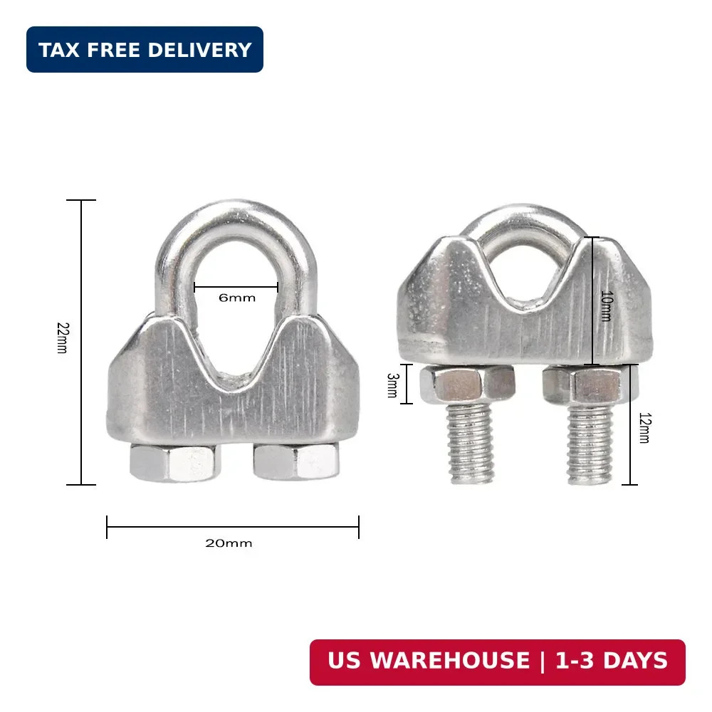 YAMASO 20PCS 5/32 Inches M4 Stainless Steel Wire Rope Cable Clip Clamp