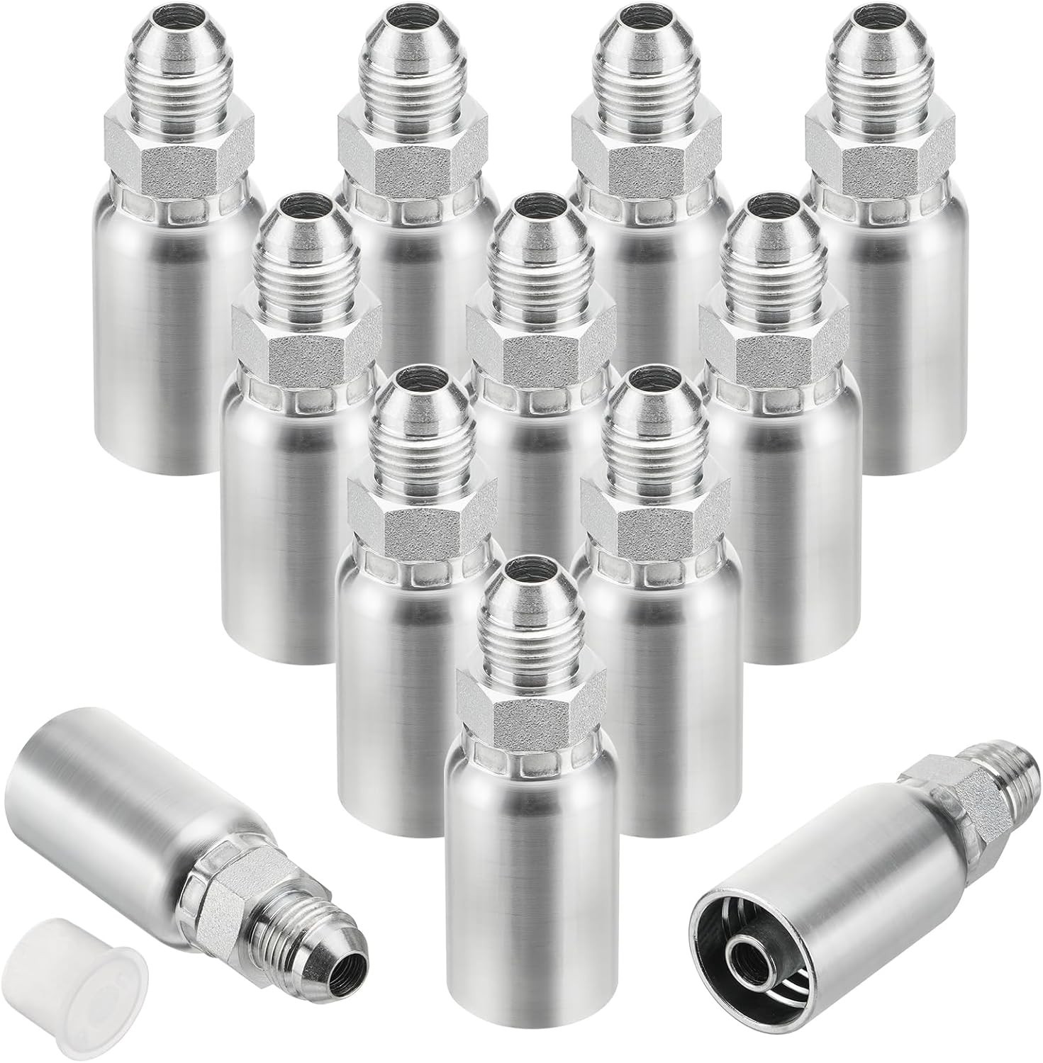 12 Pack Hydraulic Hose Fittings, 3/8″ I.D. Hose X 3/8″ JIC 37° Male with Protect