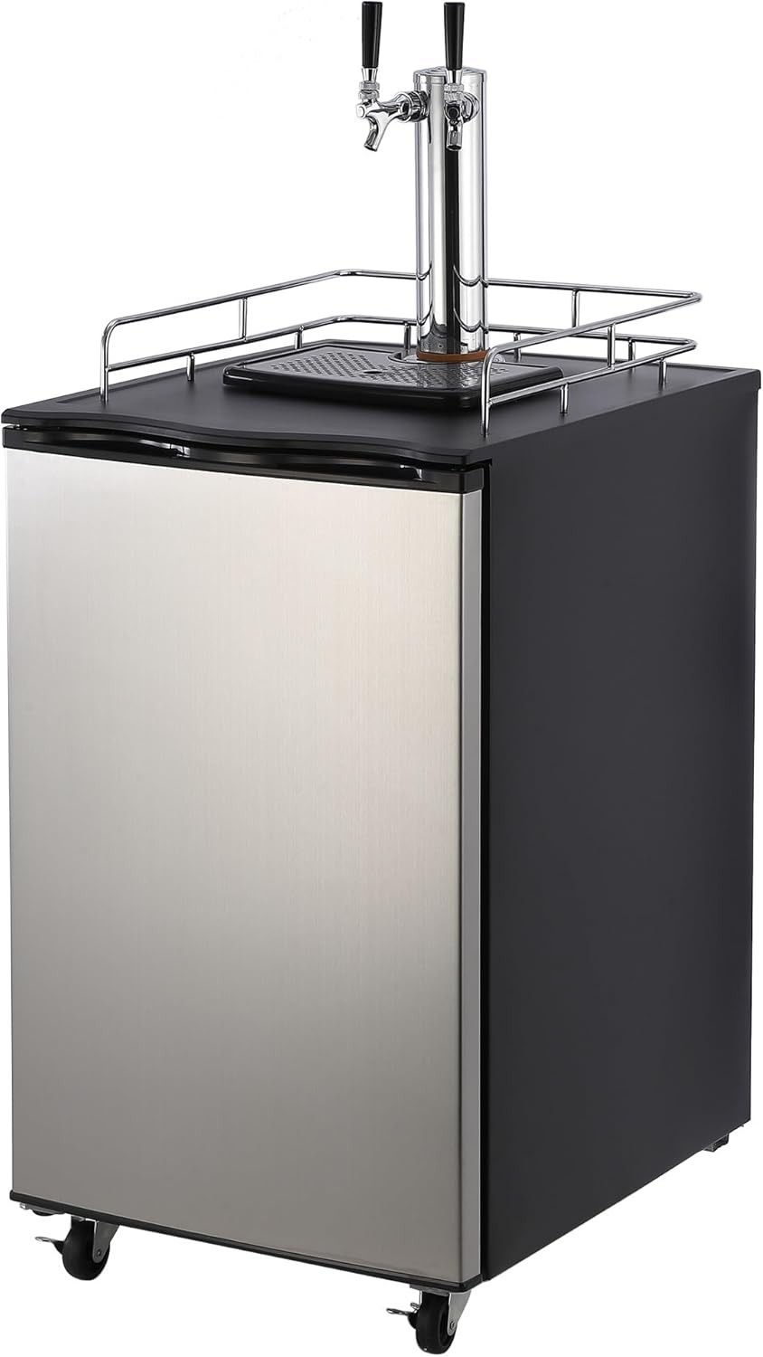 170L Beer Kegerator, Dual Tap Draft Beer Dispenser 32°f – 50°f Temp Control
